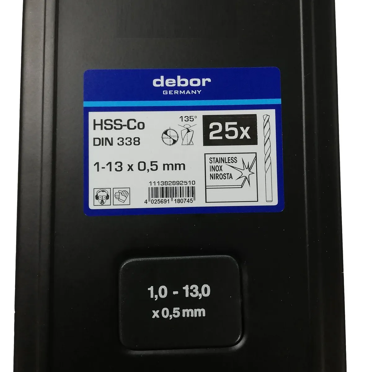 ANGELITO GERMANY - JUEGO 25 PIEZAS BROCA PARA ACERO HSS COBALTO 1-13MM DEBOR GERMANY