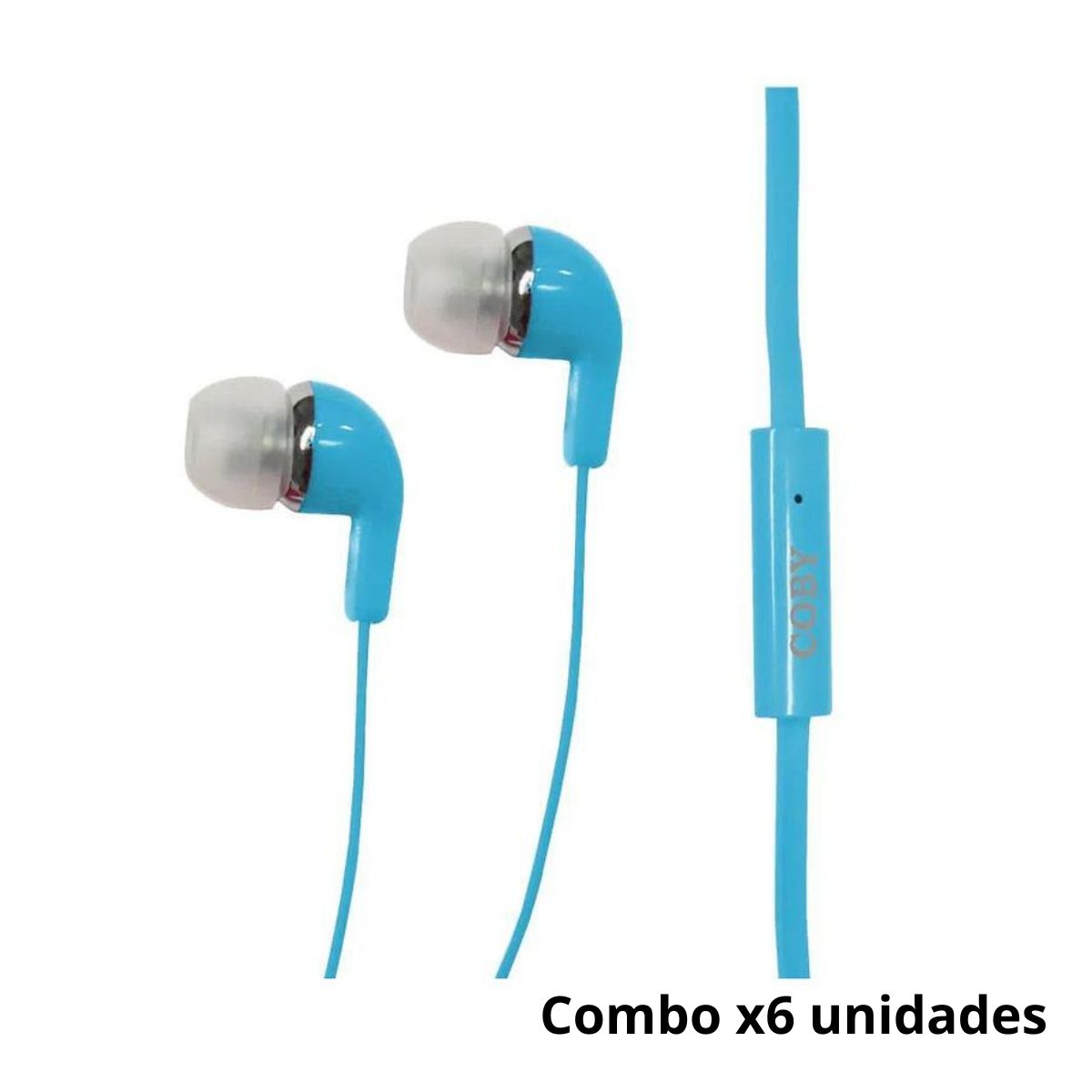 COBY - Audífono Coby Combo x6 Micrófono Incorporado Cable Anti Enredos - Azul