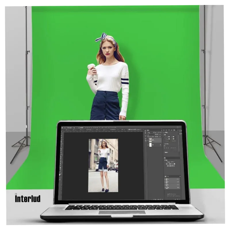 INTERLUD - Fondo de Tela verde 3m para Estudio Fotográfico INTERLUD