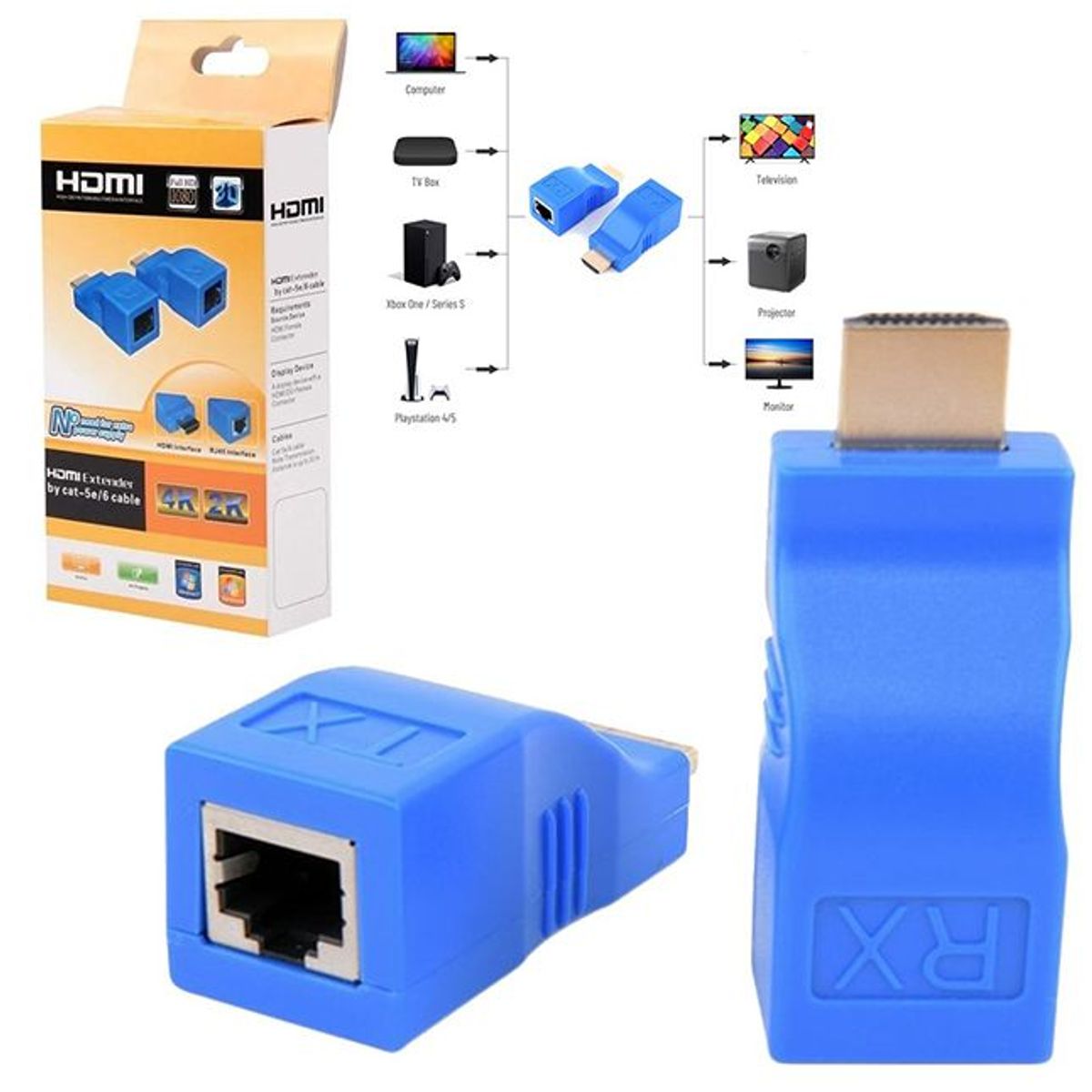 GENERICO - Extensor HDMI RJ45 UTP 4k 30 metros