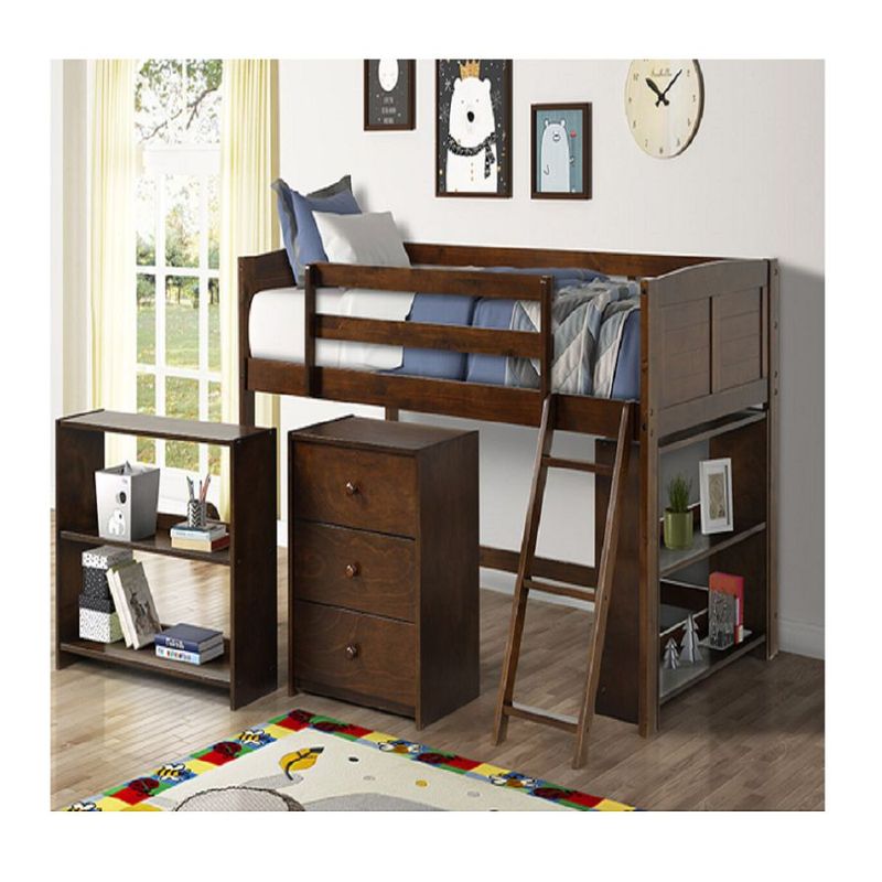 DMUEBLES - DM Cama Alta 1 Plaza + Cajonera + 2 Repiseros Roma