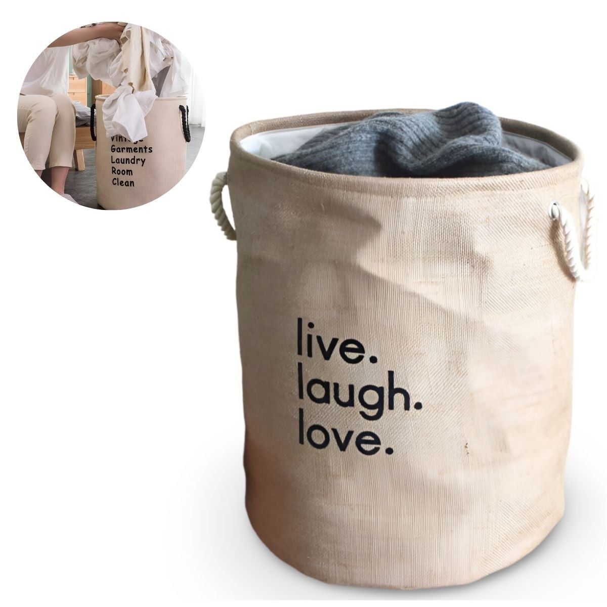 ELMEJORPRECIO - Cesta De Ropa Organizadores Plegable Impermeable GM02 Yute