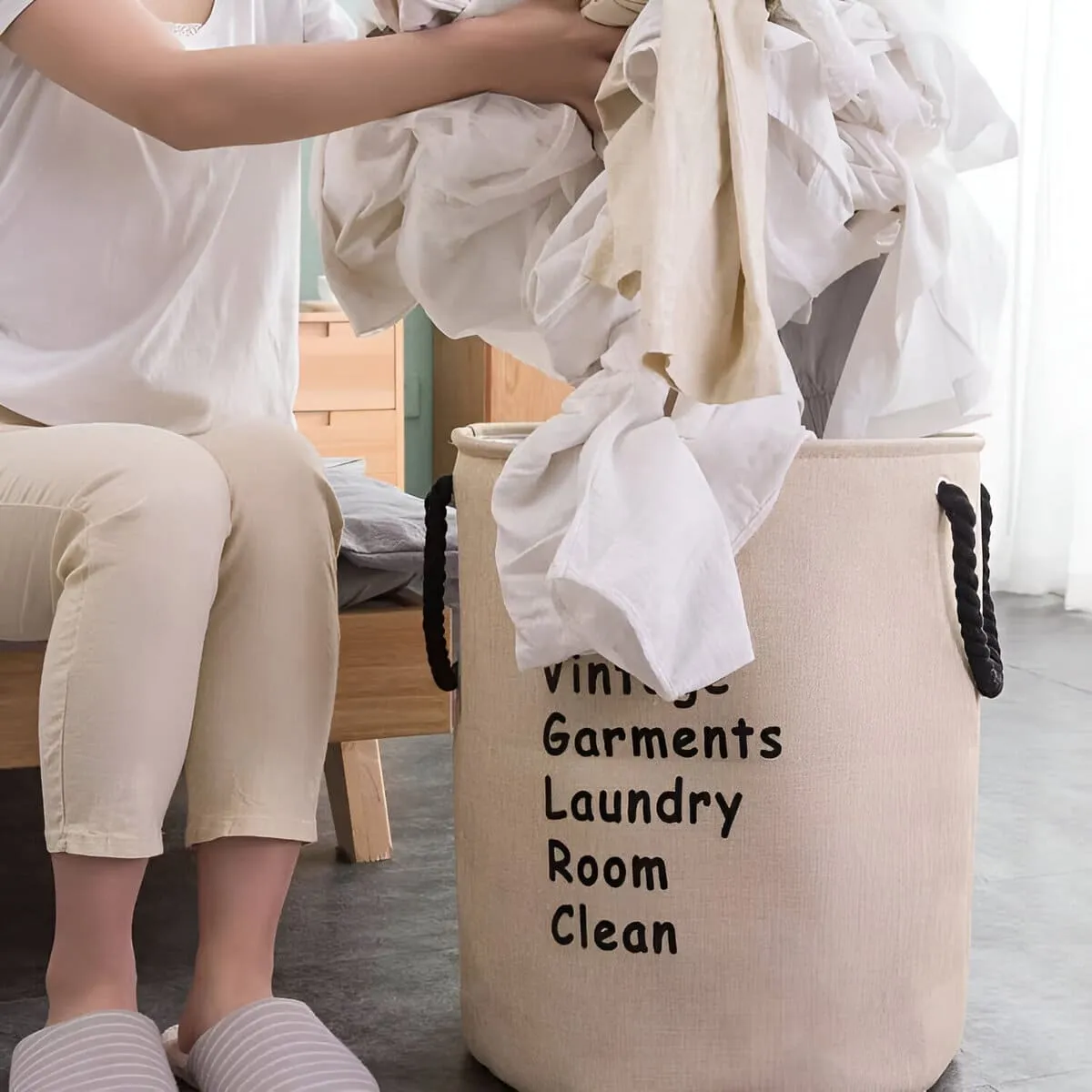 ELMEJORPRECIO - Cesta De Ropa Organizadores Plegable Impermeable GM02 Yute