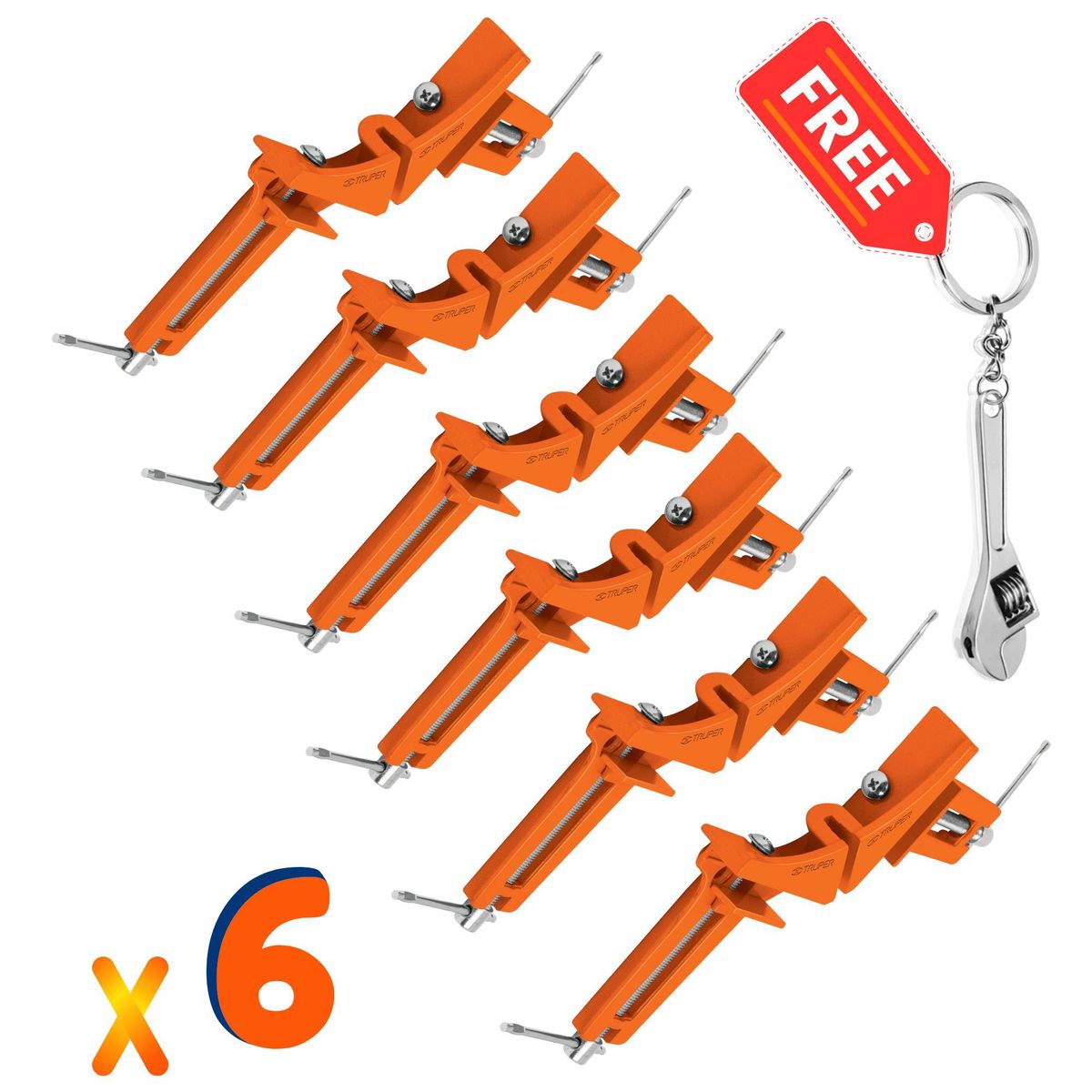 TRUPER - Prensa Esquinera Profesional Carpintero  Pack 6 ud. Truper +Llavero