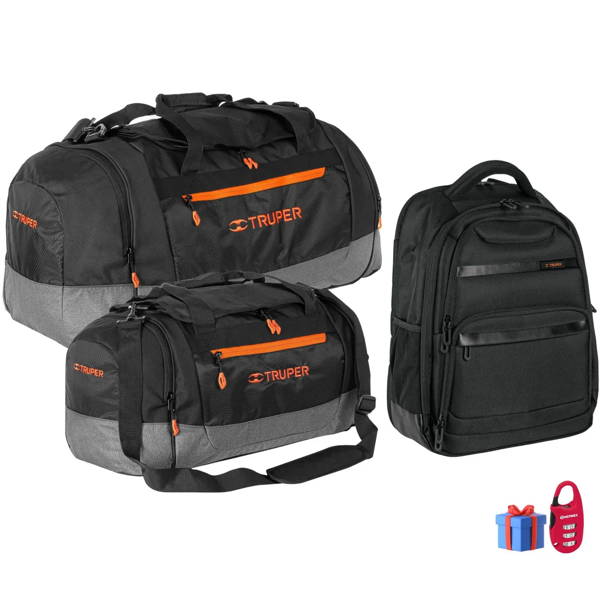 TRUPER - Combo Maletas deportivas viaje Mochila Porta laptop 3 piezas