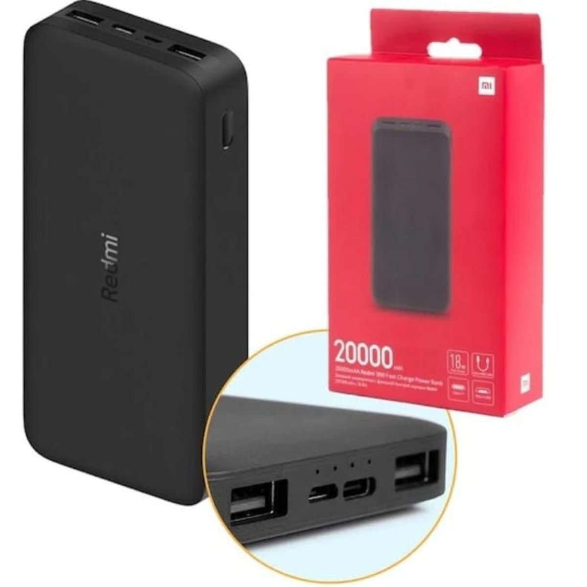 XIAOMI - XIAOMI REDMI POWER BANK 20000MAH CARGA RÁPIDA 18W NEGRO