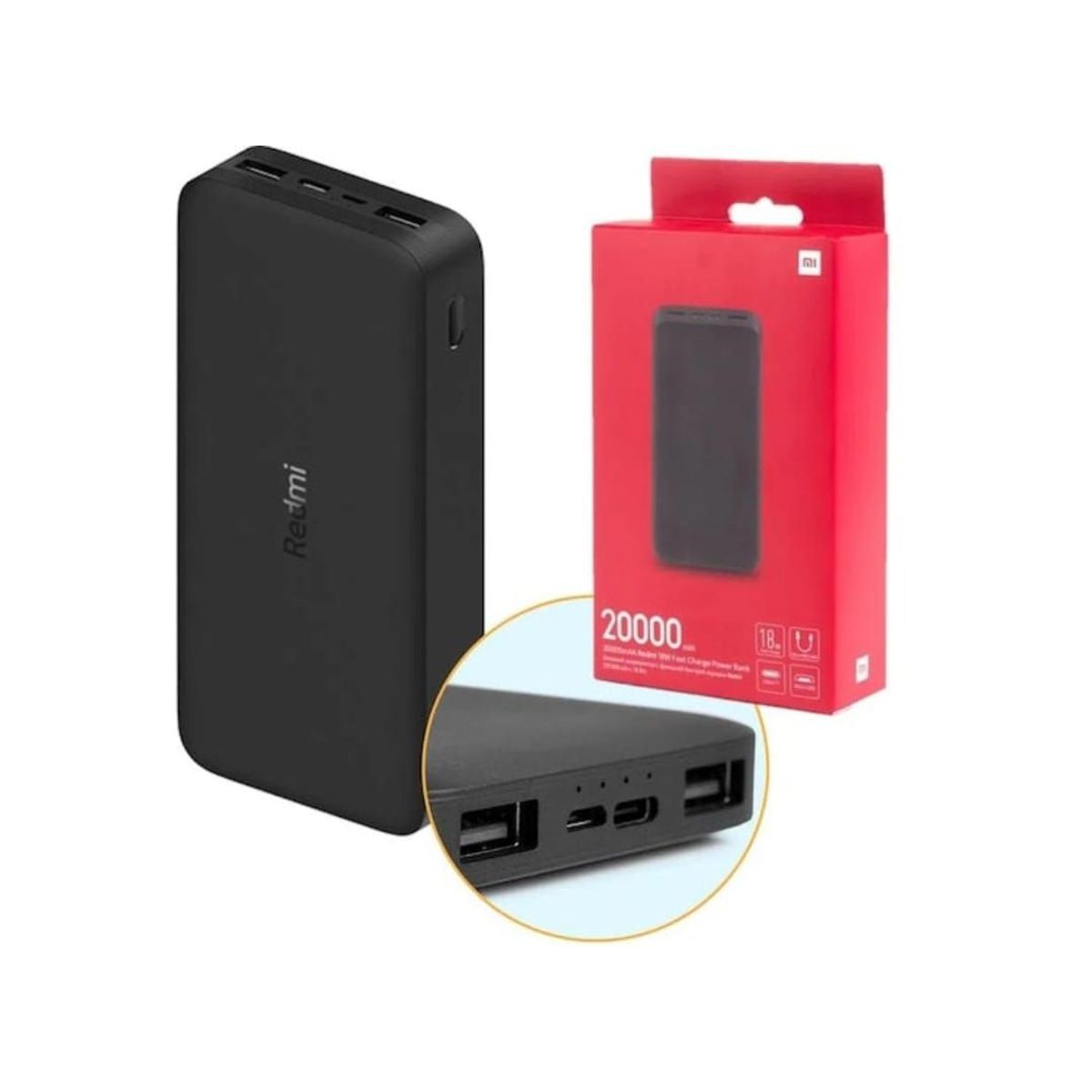 XIAOMI - XIAOMI REDMI POWER BANK 20000MAH CARGA RÁPIDA 18W NEGRO