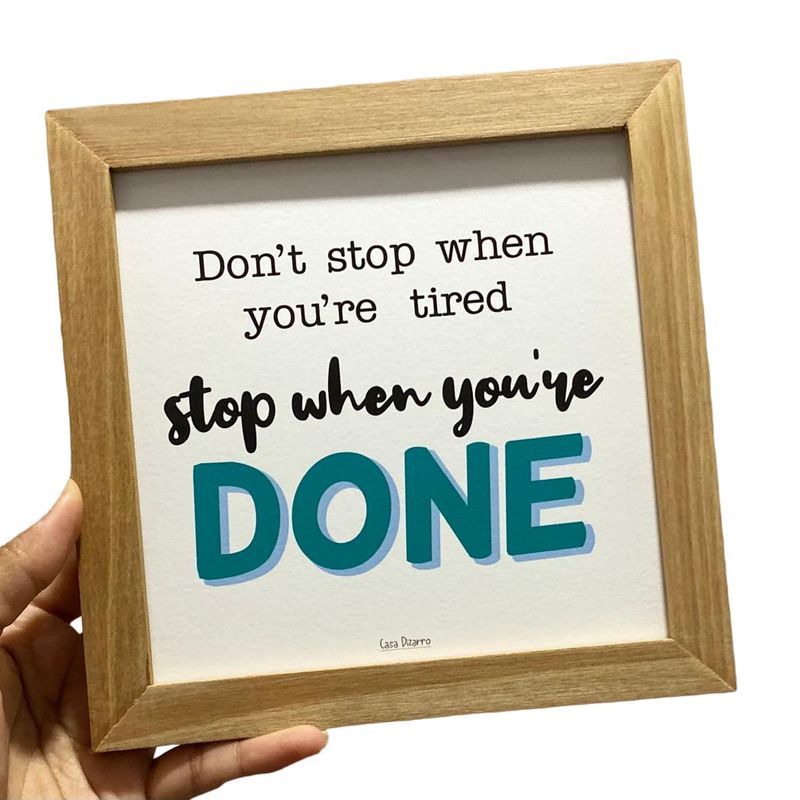 CASA PIZARRO - Cuadro con frase de motivación "Don´t stop", 17 x 17 cm