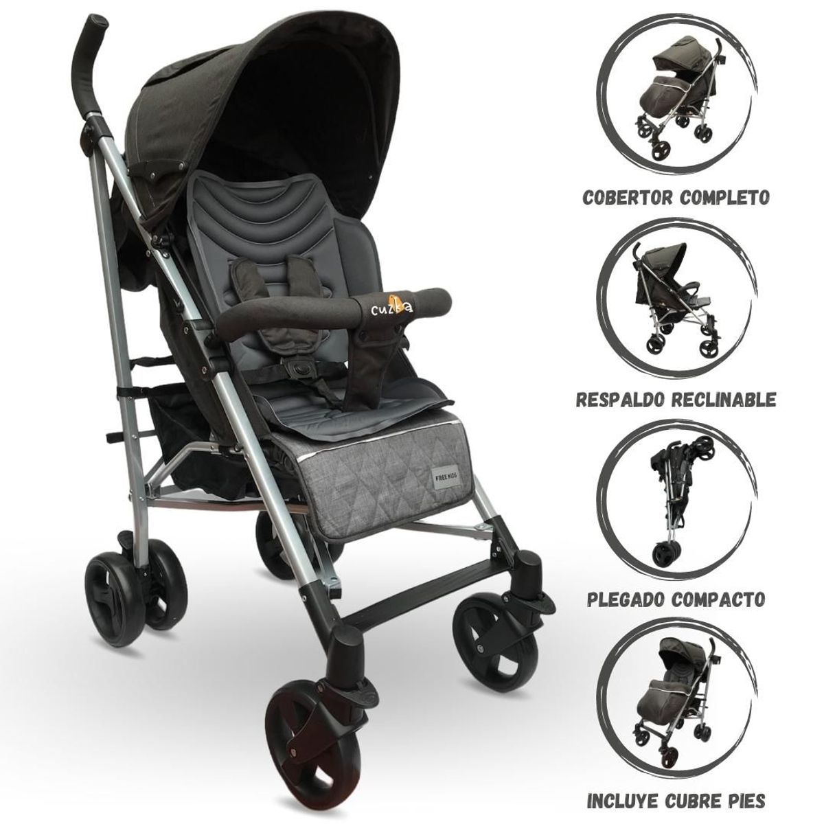 KIDS - Coche Bastón Deportivo para Bebé «COMBI» Black