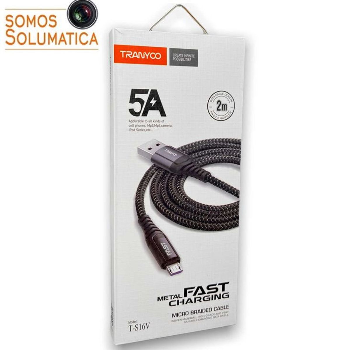 TRANYOO - Cable Usb Tipo C - 2 Metros Tranyoo - Carga Rapida Con Malla