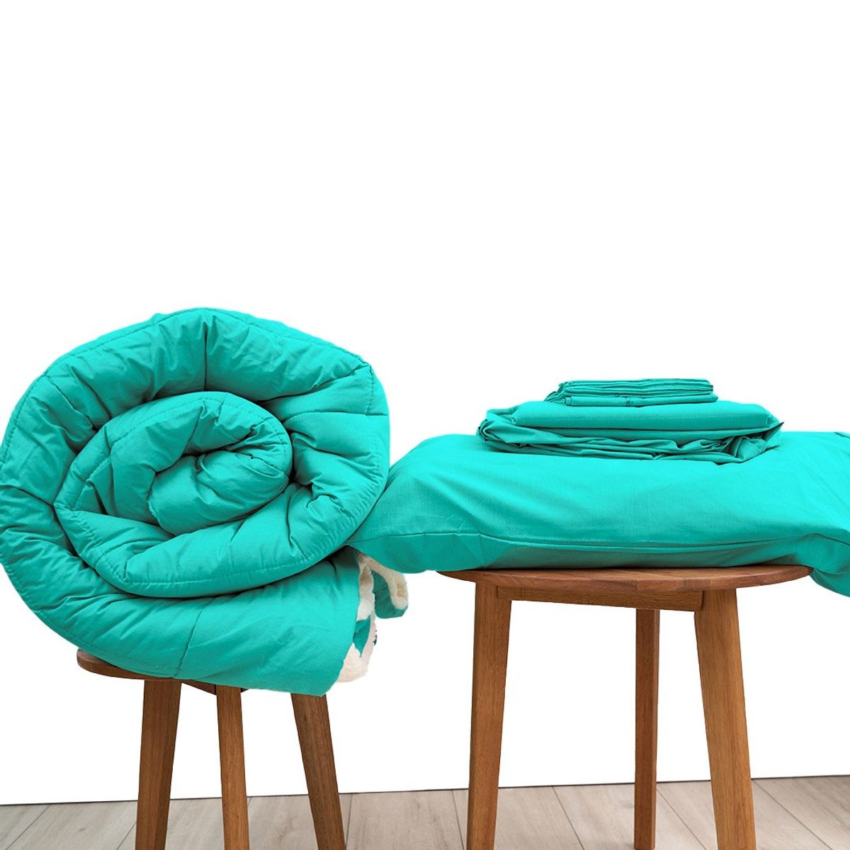 COBITEX HOME - Sábanas + Edredón con corderito Queen Turquesa Cobitex 100 algodón