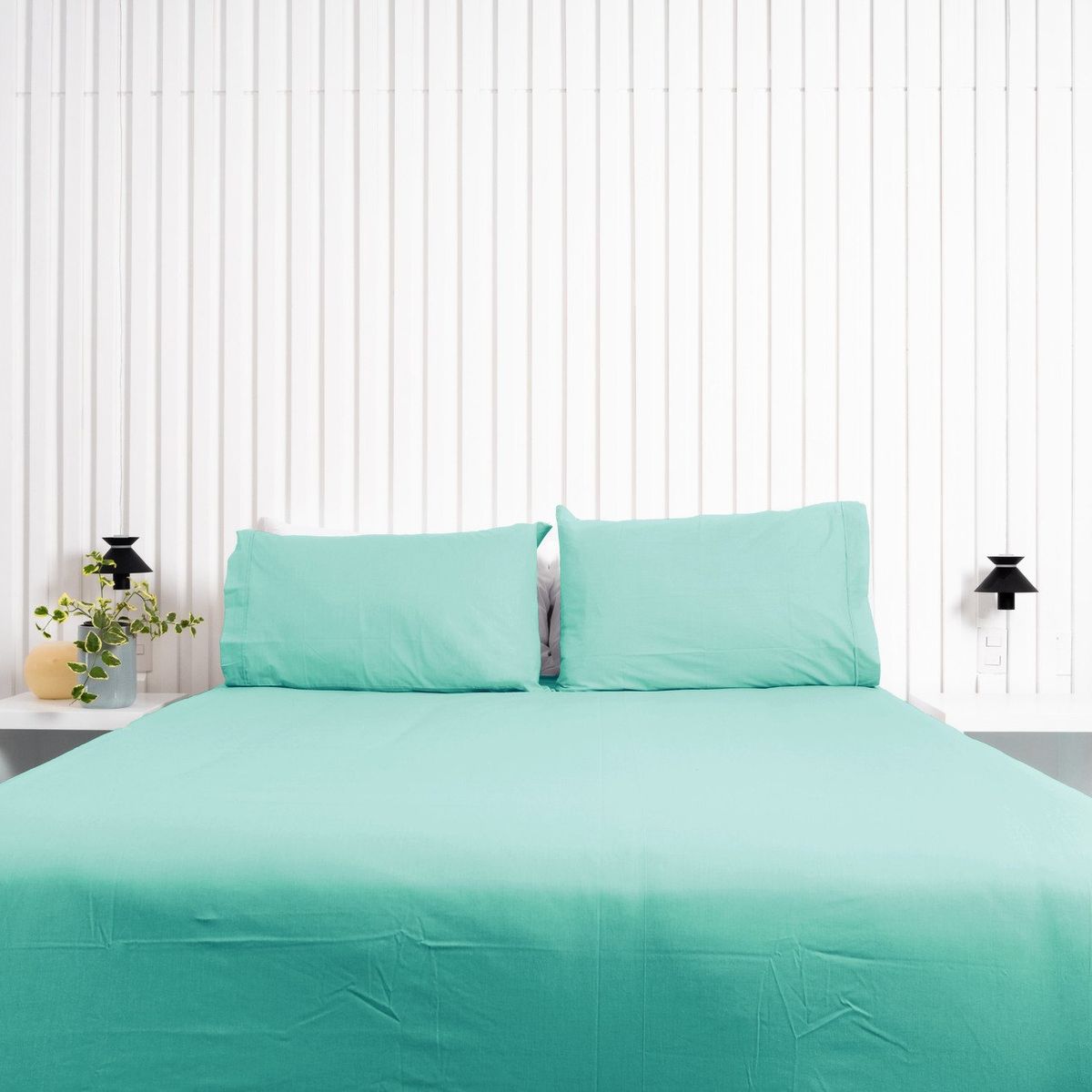 COBITEX HOME - Sábanas + Edredón con corderito 2 plazas Turquesa Cobitex 100% algodón