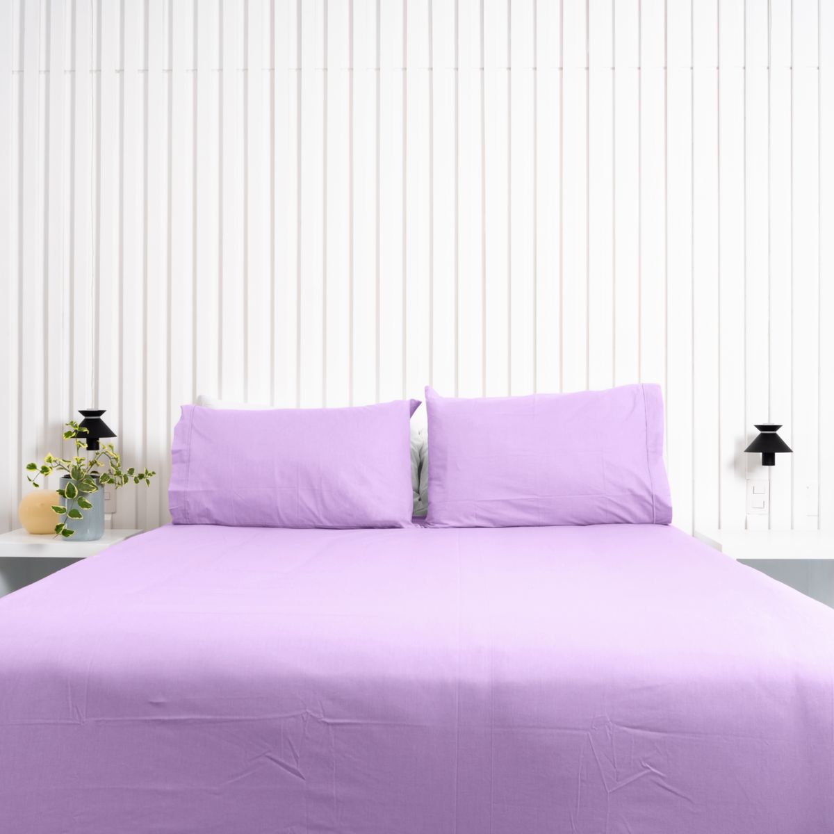 COBITEX HOME - Sábanas + Edredón con corderito 1.5 plazas Lila Cobitex 100% algodón