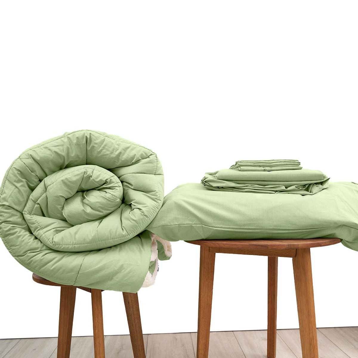 COBITEX HOME - Sábanas + Edredón con corderito Queen Verde Cobitex 100 algodón