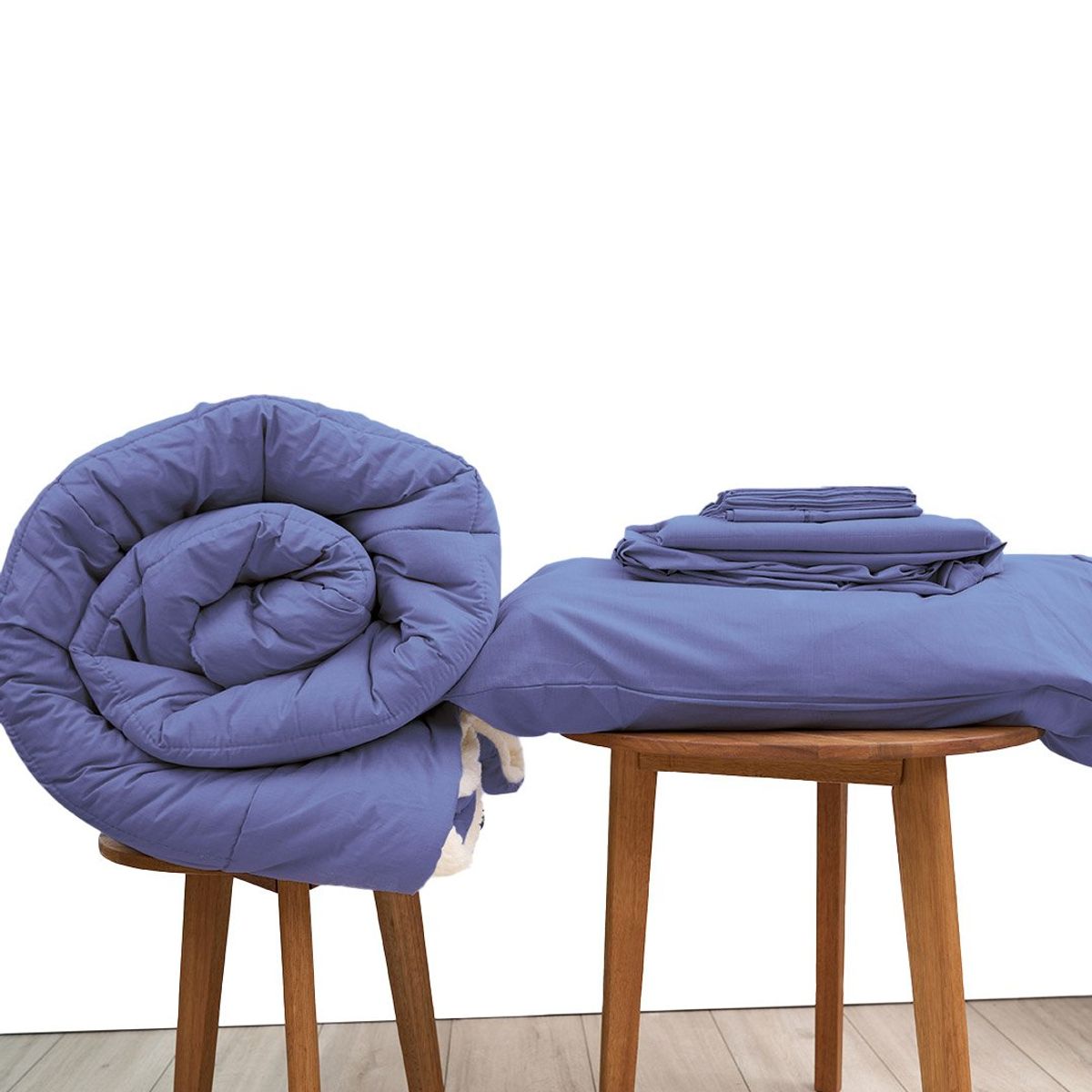 COBITEX HOME - Sábanas + Edredón con corderito King Azul Acero Cobitex 100 algodón