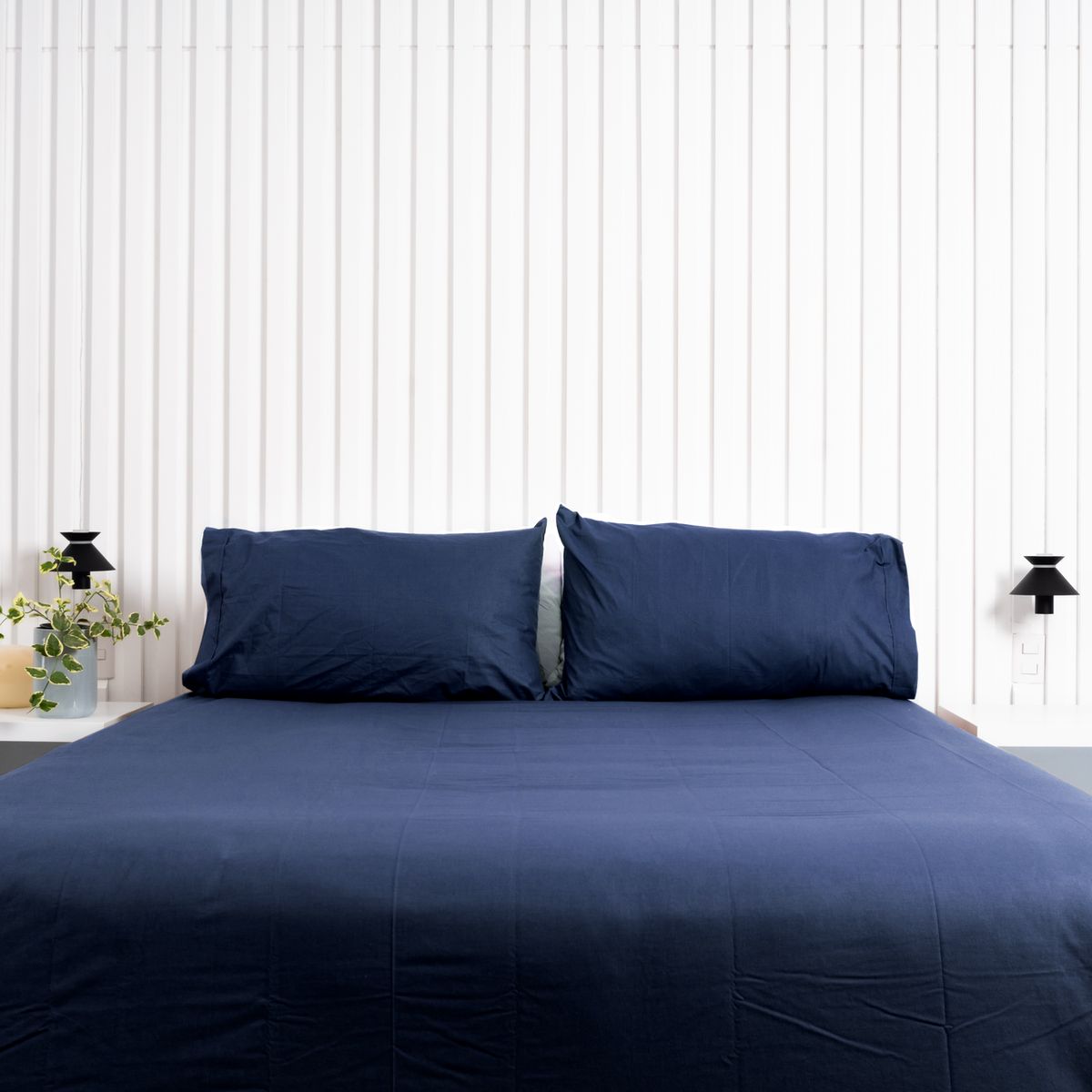 COBITEX HOME - Sábanas + Edredón con corderito 1 plaza Azul Marino Cobitex 100% algodón