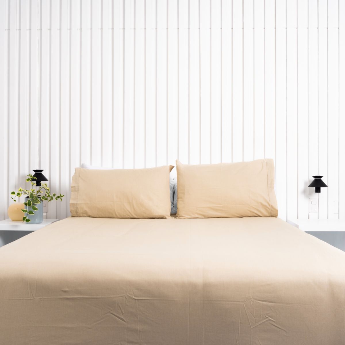 COBITEX HOME - Sábanas + Edredón con corderito Queen Arenita Cobitex 100 algodón