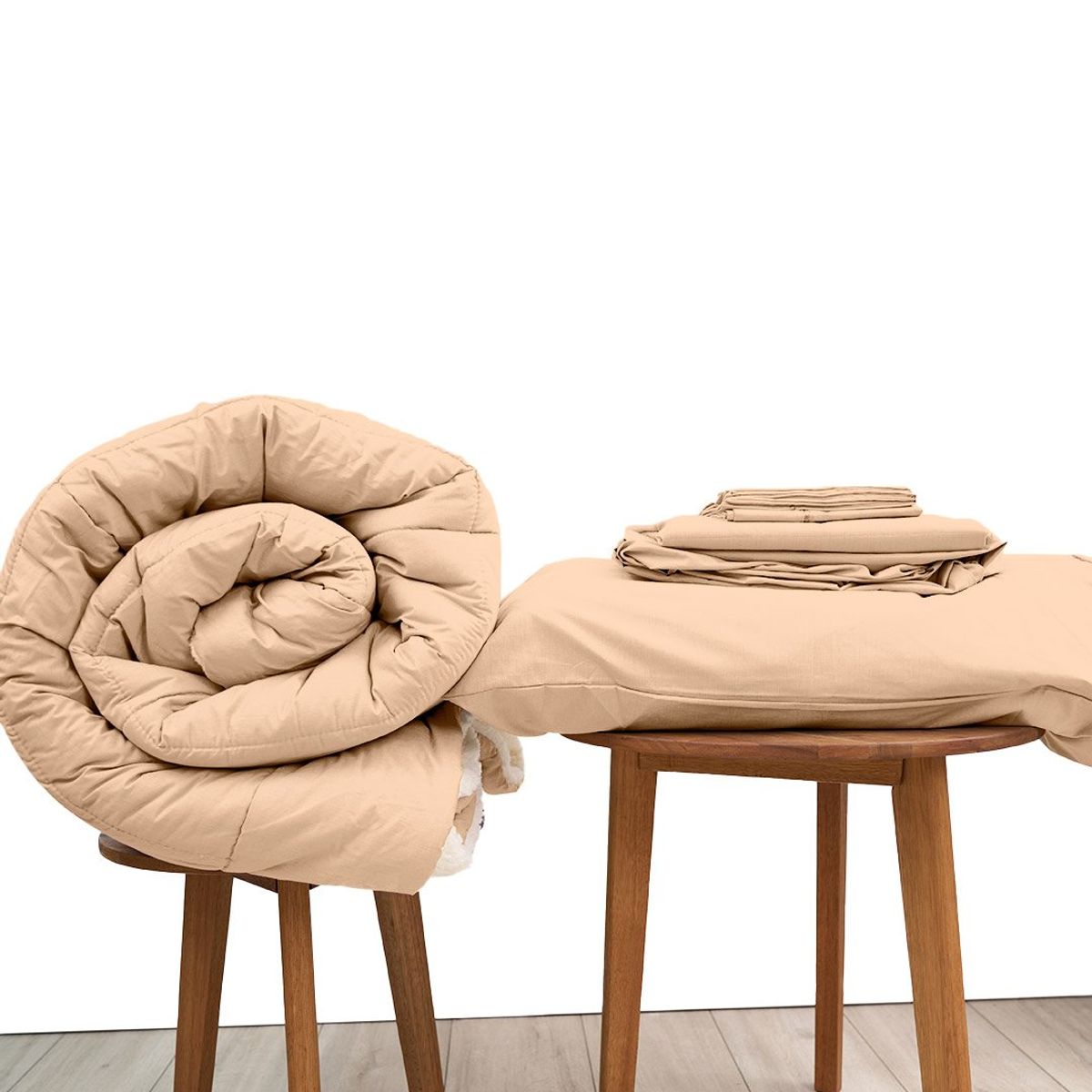 COBITEX HOME - Sábanas + Edredón con corderito King Beige Cobitex 100 algodón