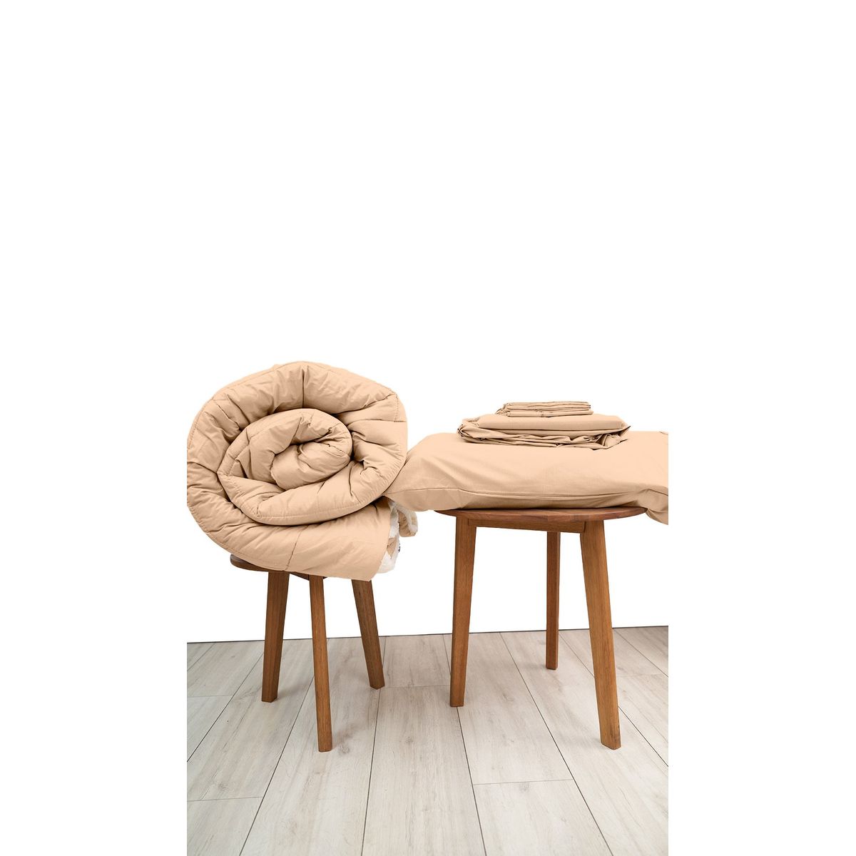 COBITEX HOME - Sábanas + Edredón con corderito Queen Beige Cobitex 100 algodón