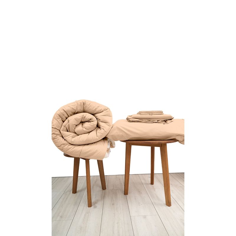 COBITEX HOME - Sábanas + Edredón con corderito 1 plaza Beige Cobitex 100% algodón
