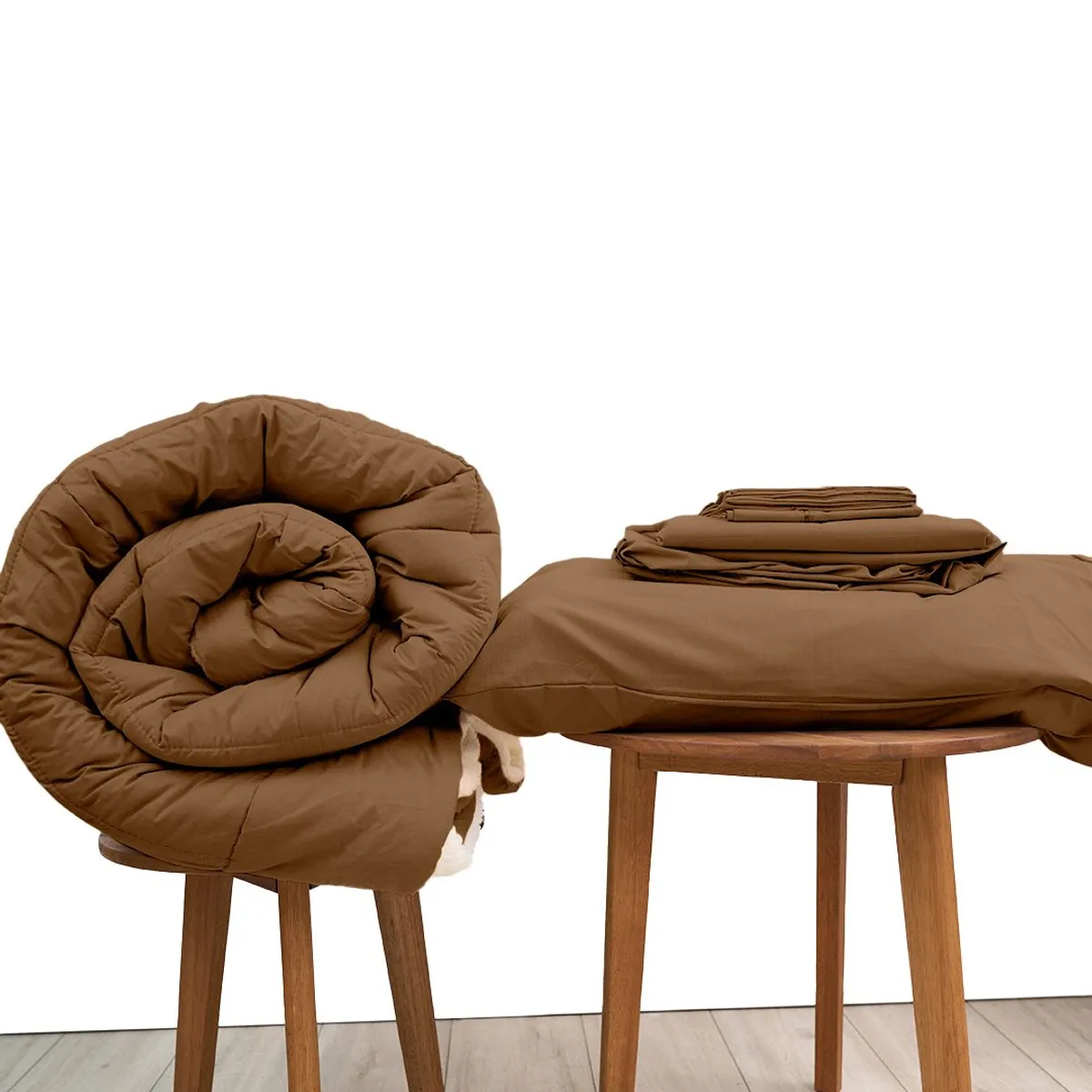 COBITEX HOME - Sábanas + Edredón con corderito Queen Chocolate Cobitex 100 algodón