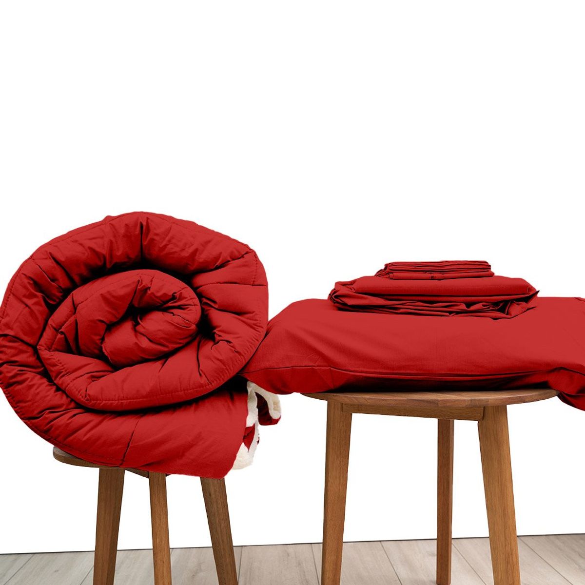 COBITEX HOME - Sábanas + Edredón con corderito King Rojo Cobitex 100 algodón