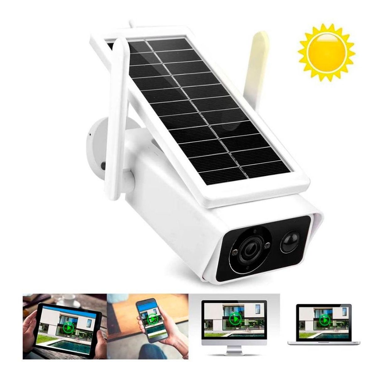 GENERICO - Cámara De Vigilancia Solar Exterior 1080p Recargable Con Visión Nocturna