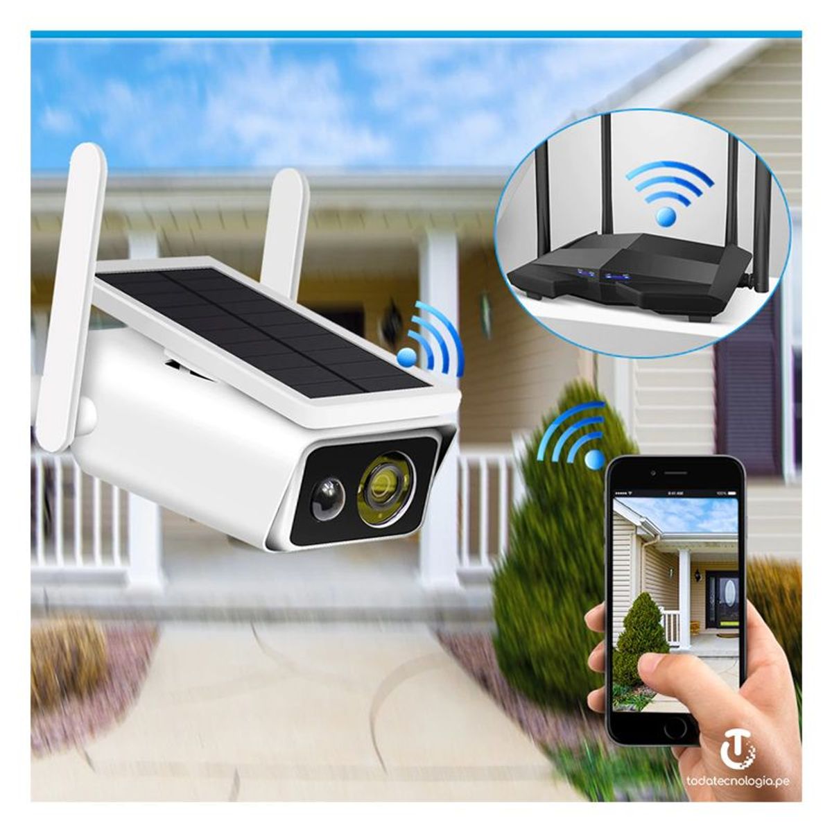 GENERICO - Cámara De Vigilancia Solar Exterior 1080p Recargable Con Visión Nocturna