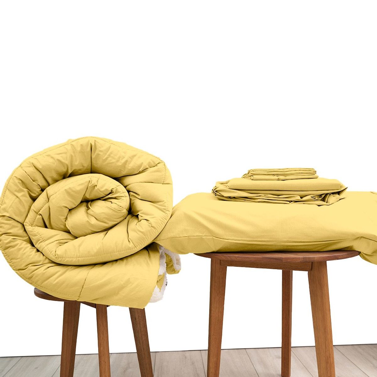 COBITEX HOME - Sábanas + Edredón con corderito King Amarillo Cobitex 100 algodón