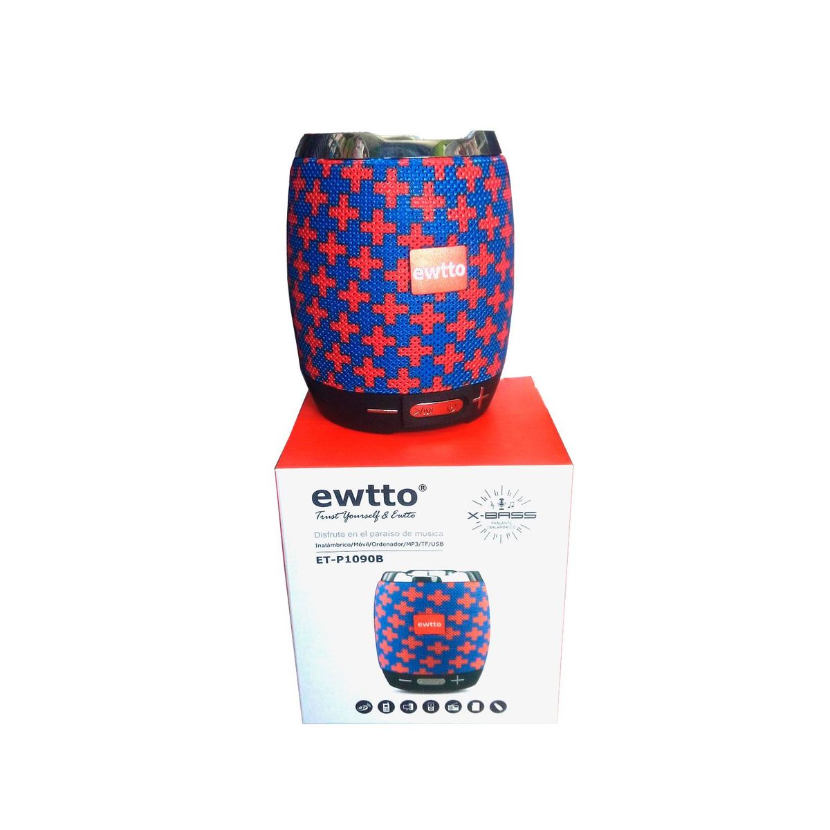 EWTTO - Parlante Inalámbrico Ewtto X-Bass Recargable Radio FM