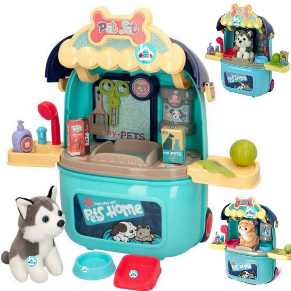 GENERICO - Set Maleta Con Mascota Y Accesorios 42Cm AZUL