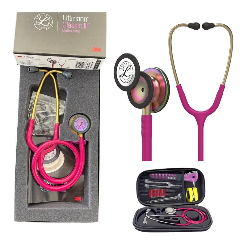 LITTMANN - Estetoscopio Classic III  arcoíris  frambuesa + ESTUCHE