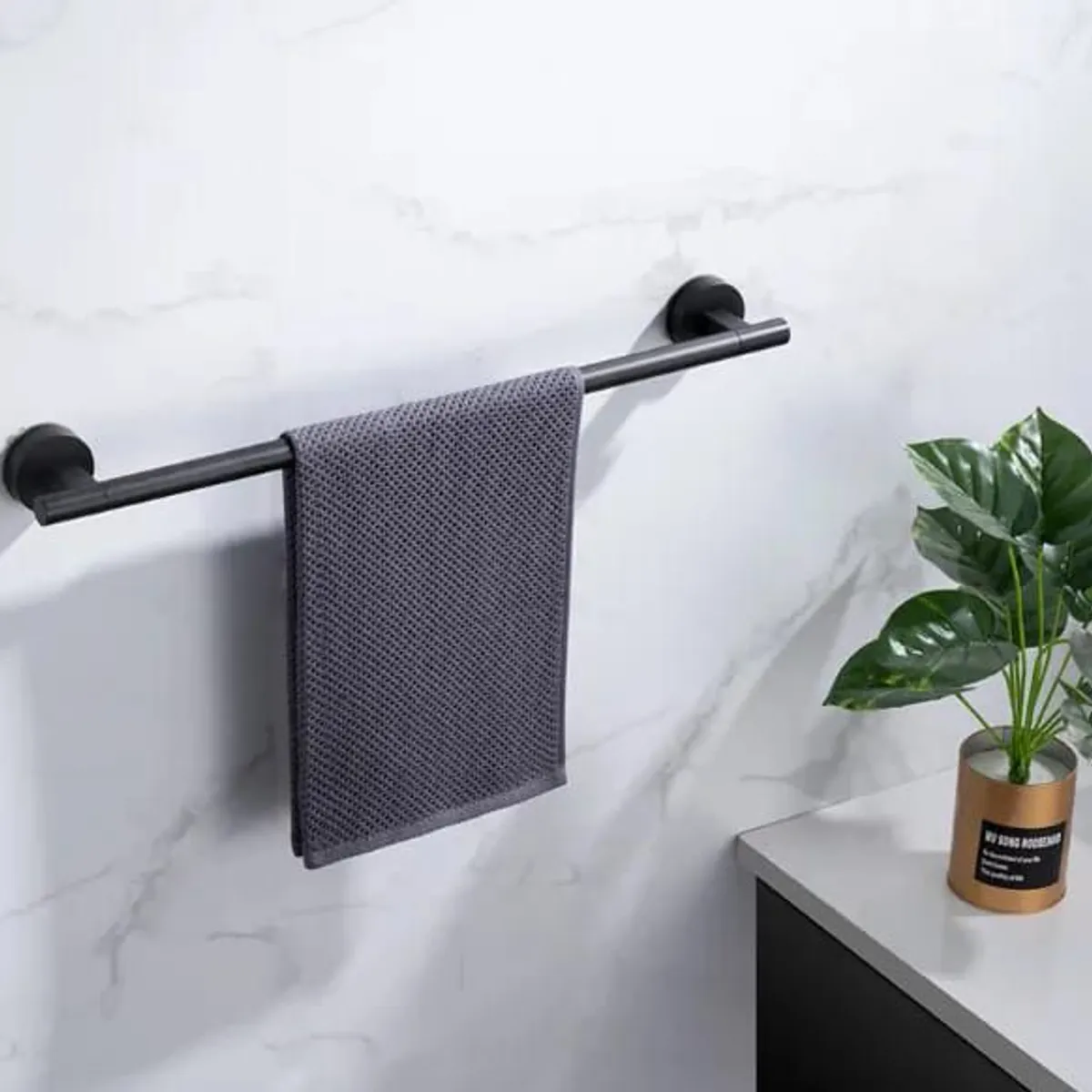 IMPORTADO MC - ELEGANTE TOALLERO ACERO NEGRO MATE SUS 304