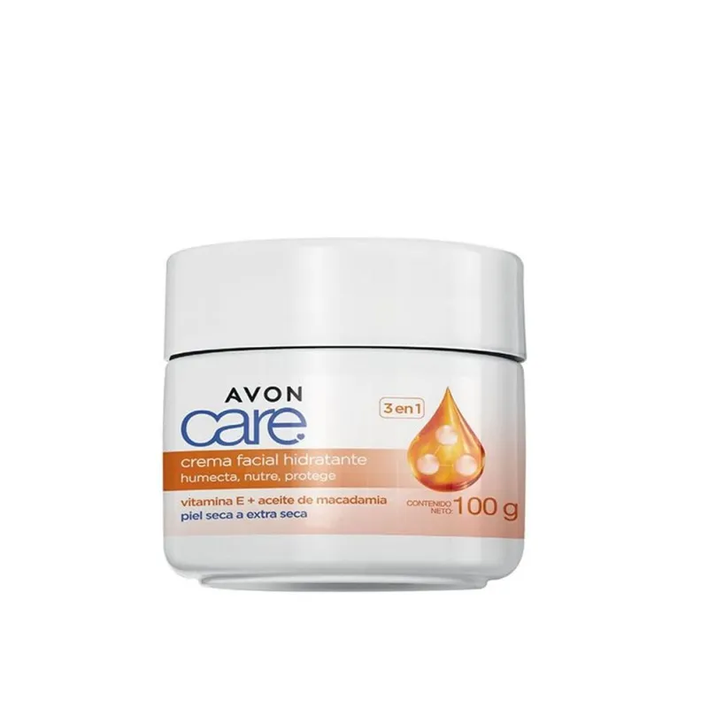 AVON - Crema Facial Con Vitamina E y Aceite De Macadamia Avon Care 3en1 100g