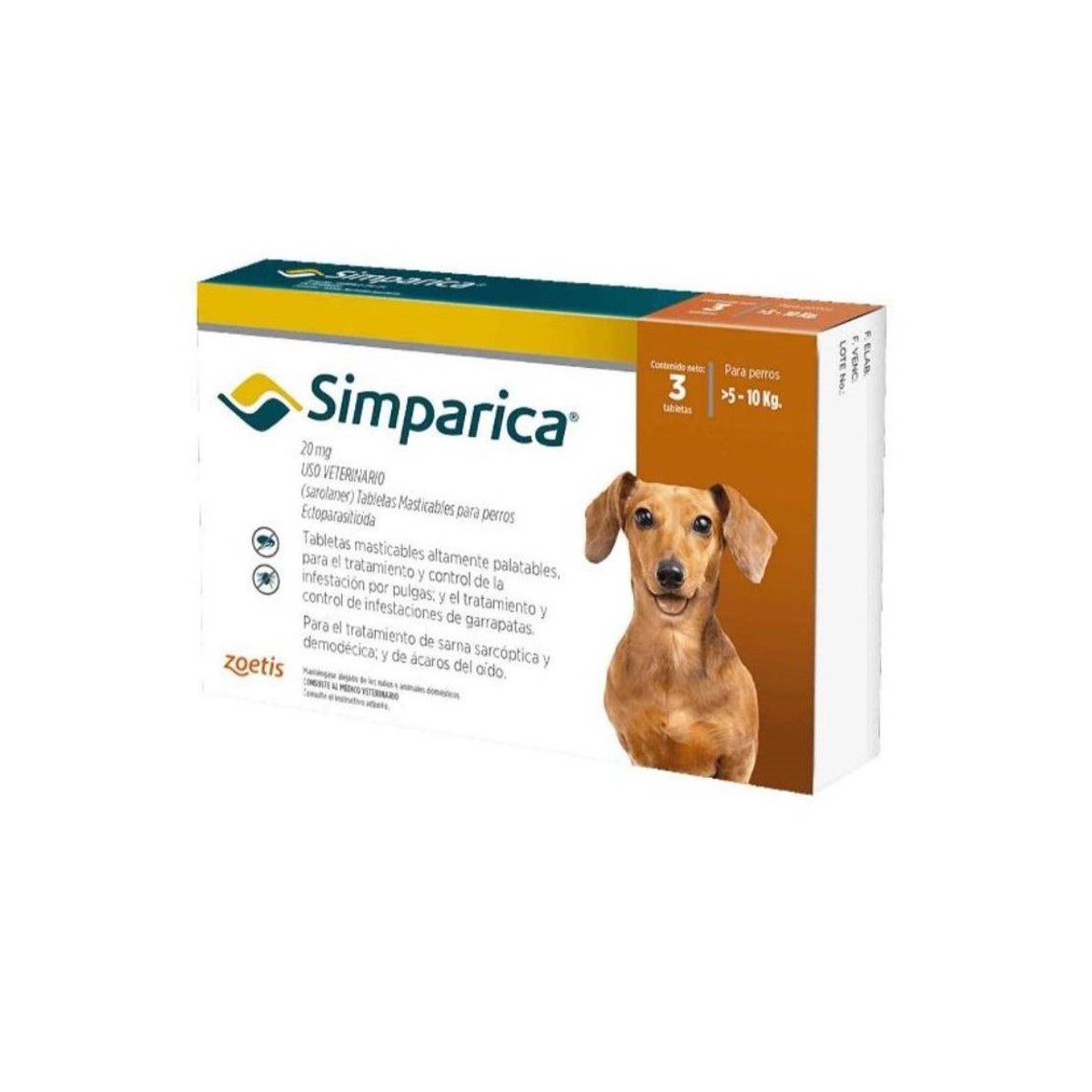 SIMPARICA - Simparica Antipulgas 20 mg X 3 Tabletas 5 - 10 KG