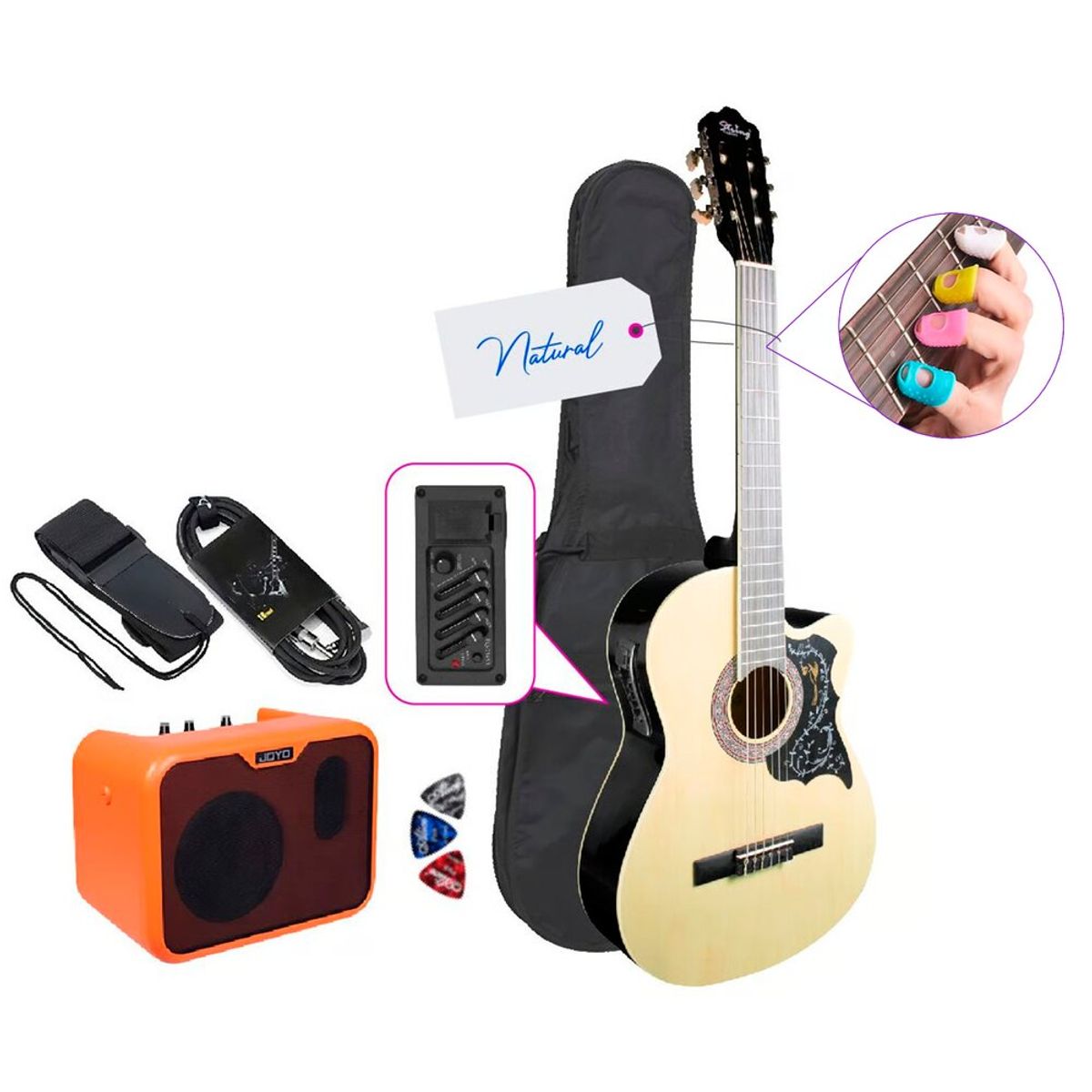 GENERICO - PACK ELECTROACUSTICO NYLON NATURAL