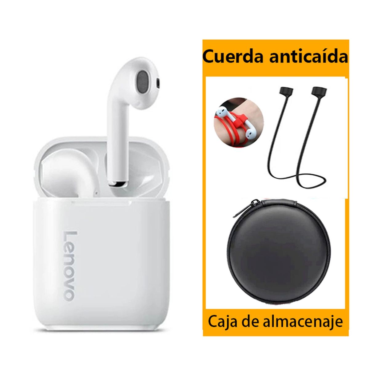 LENOVO - Lenovo LP2 Audífonos TWS y Bolsa de almacenamiento-Blanco
