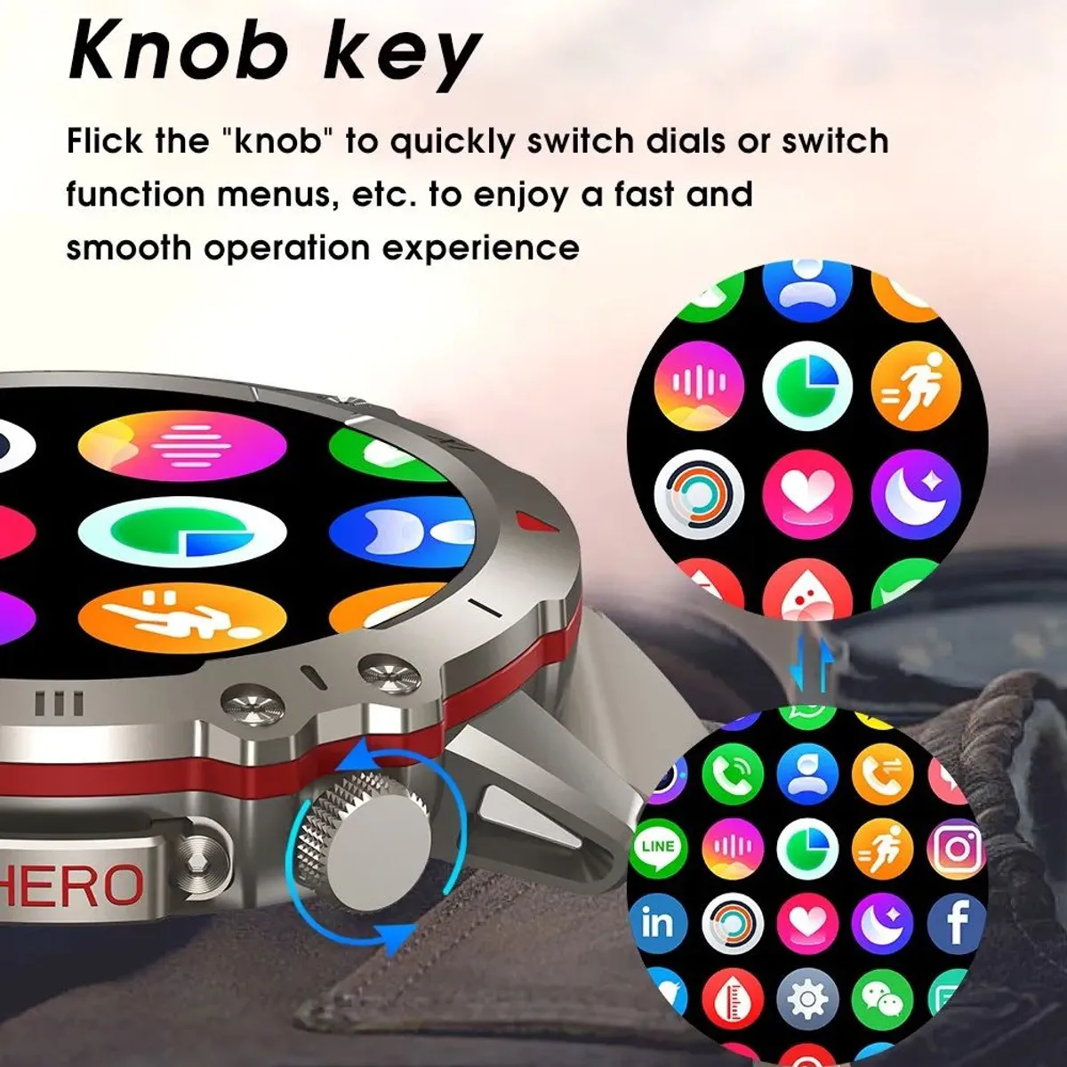 TOUMI - Toumi GT-D reloj inteligente militar de tres defensasIP68 1,39 pulgada