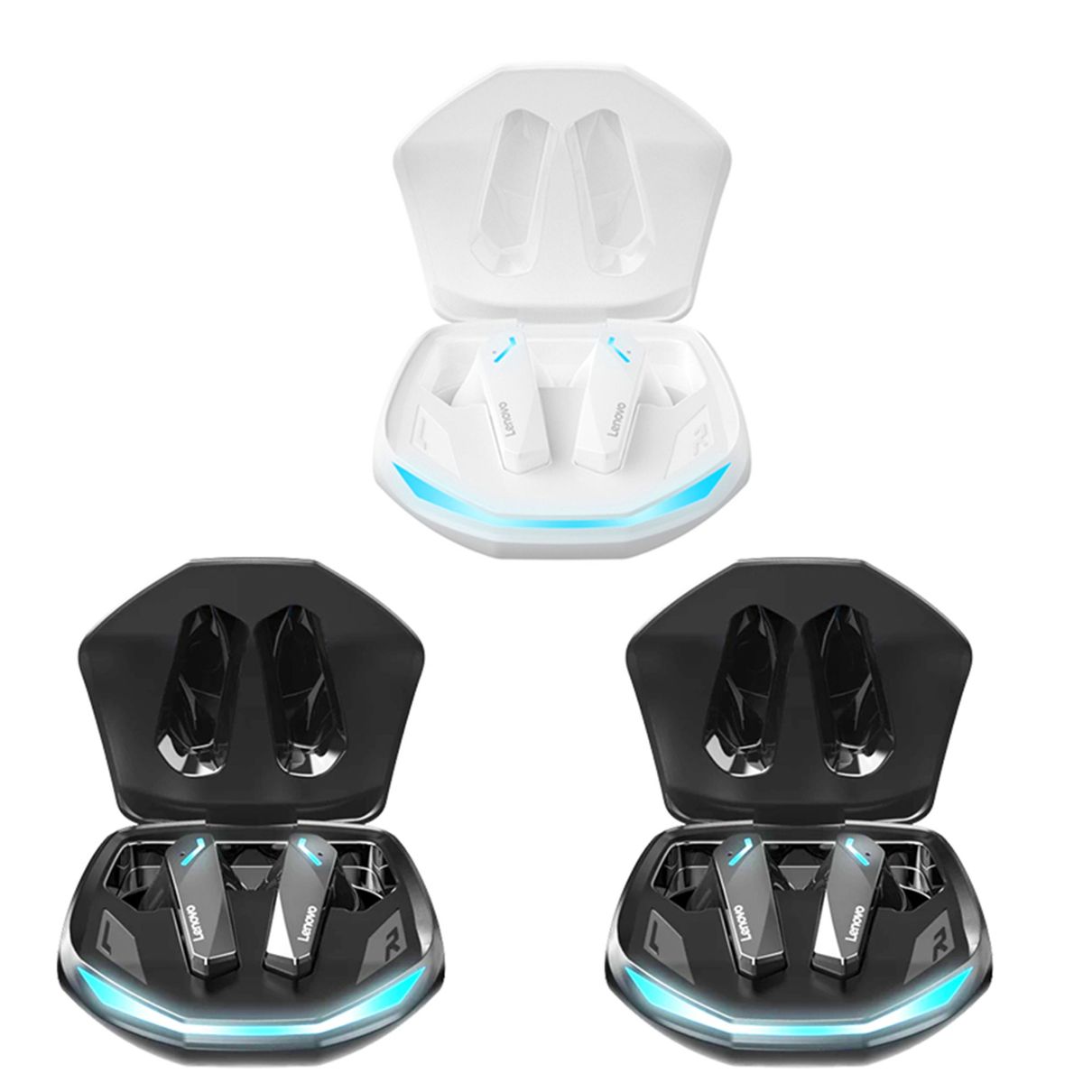 LENOVO - Set 3 De  Audífonos Lenovo GM2 PRO  Tws Bluetooth 5.3-2Negro+1Blanco