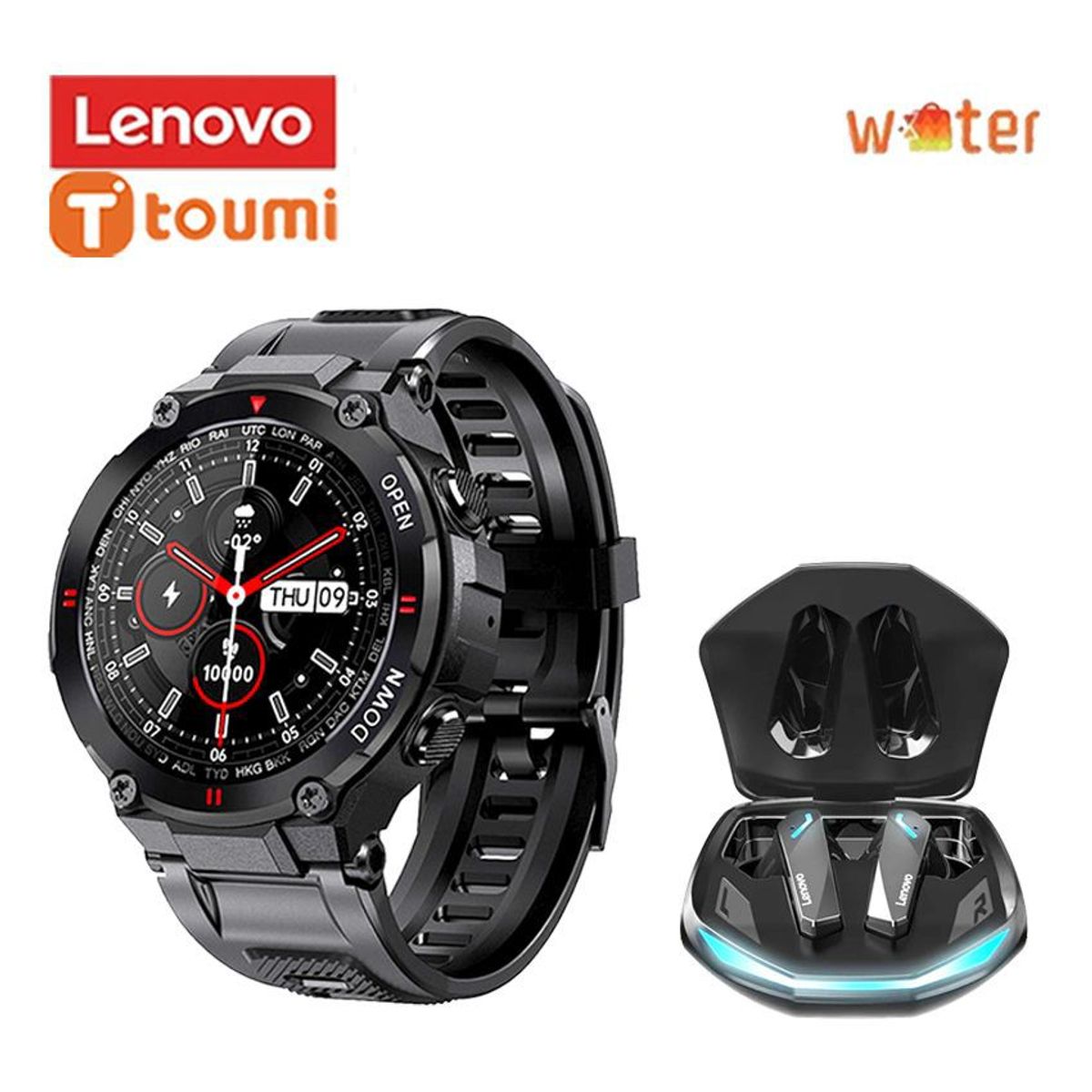 LENOVO - Lenovo GM2 PRO Tws Audífonos-Blanco y Toumi Watch T-MIX-Negro