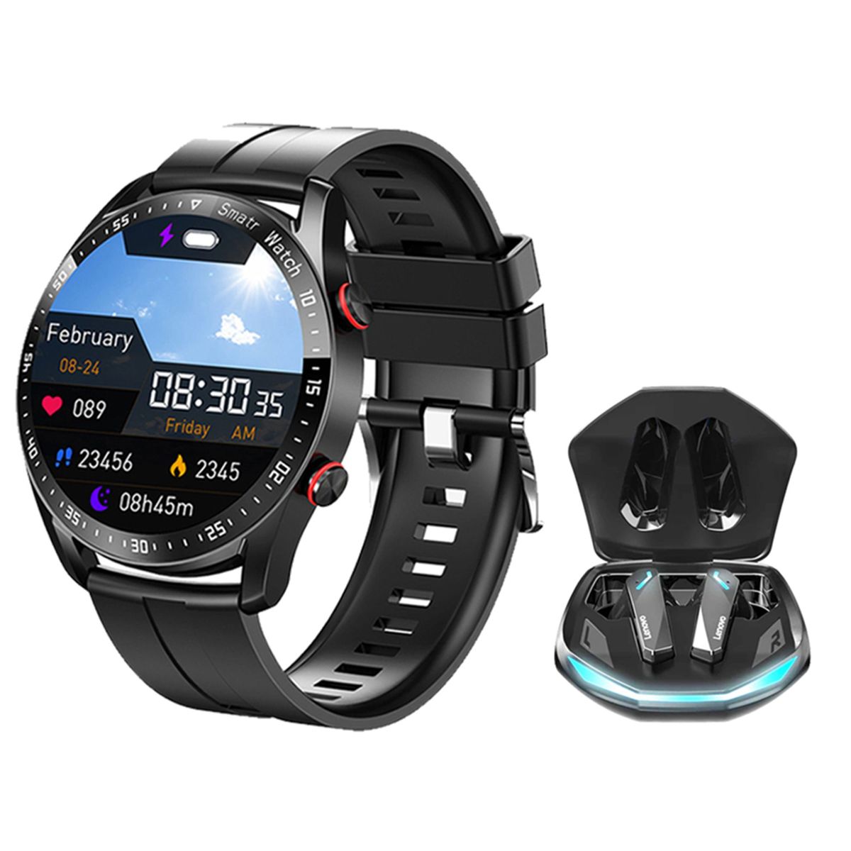 LENOVO - Lenovo GM2 PRO De Tws Audífonos y Toumi watch GT-X-Negro