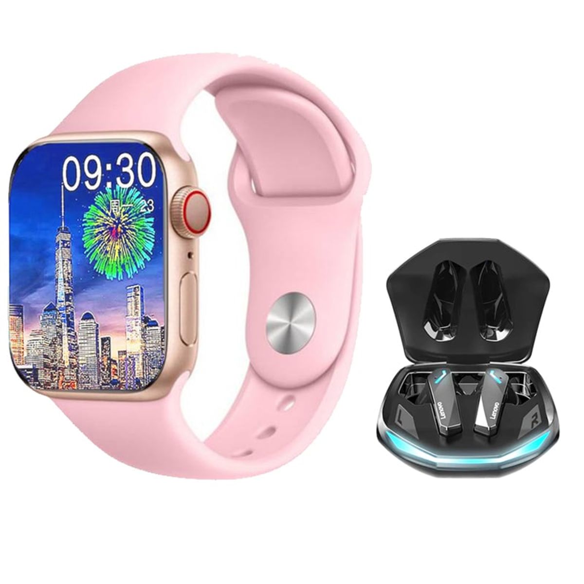 LENOVO - Audífonos Lenovo GM2 Pro Bluetooth 53-Negro y Toumi Watch S9 Pro-Rosa