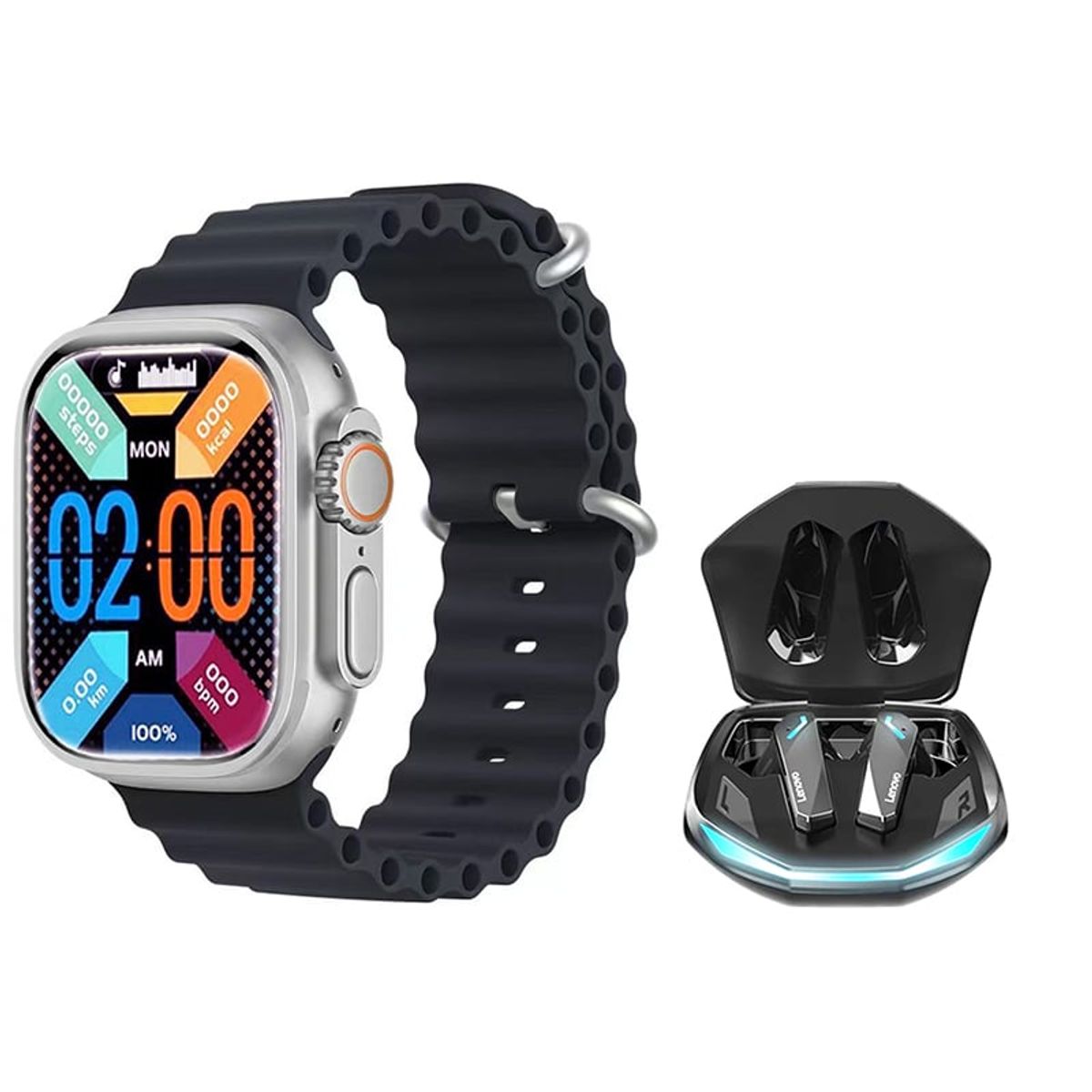 LENOVO - Lenovo GM2 PRO Audífonos y Toumi S10 Ultra Reloj Inteligente-Negro