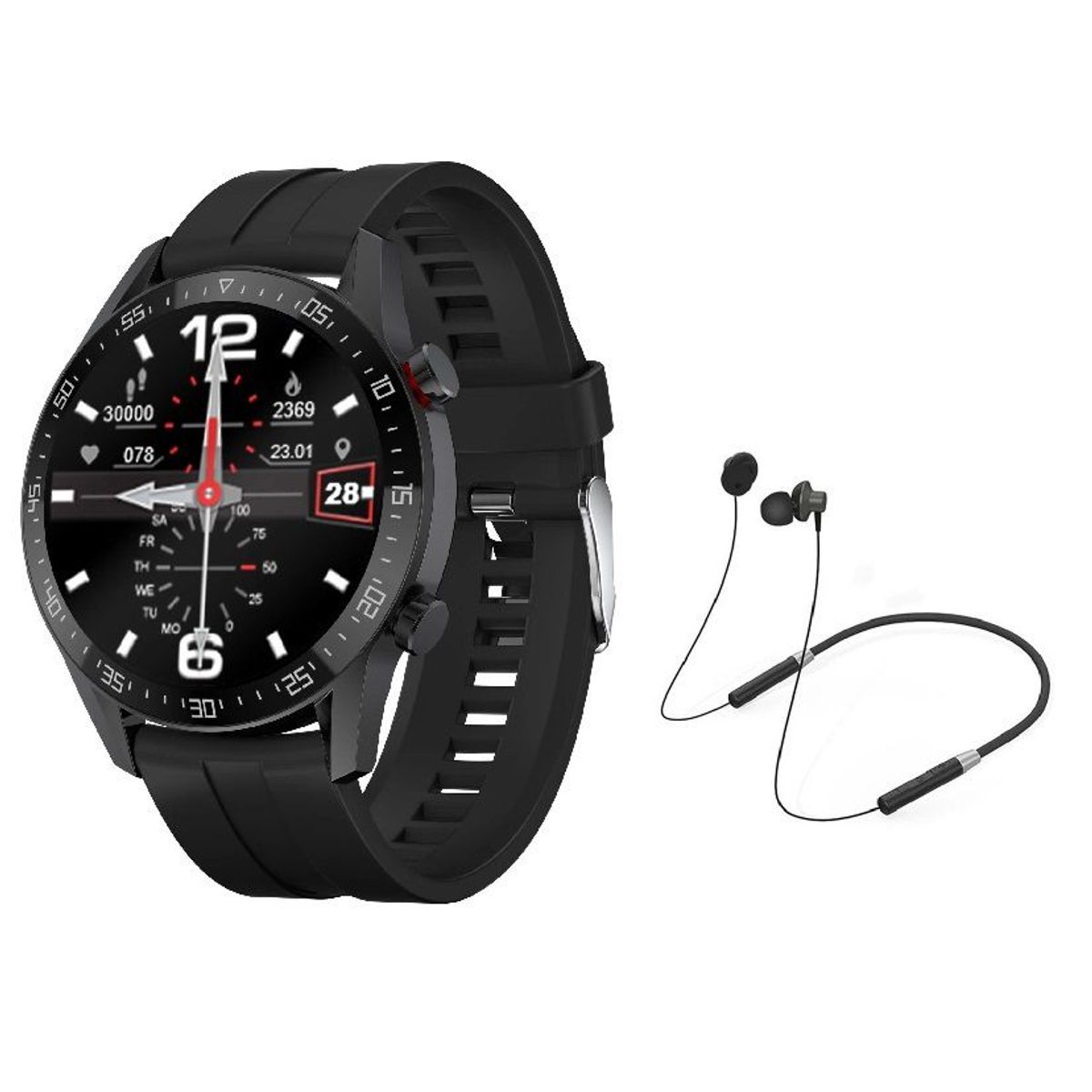 LENOVO - Audífonos Lenovo HE05 Tws y Toumi Watch GT-R Reloj inteligente-Negro