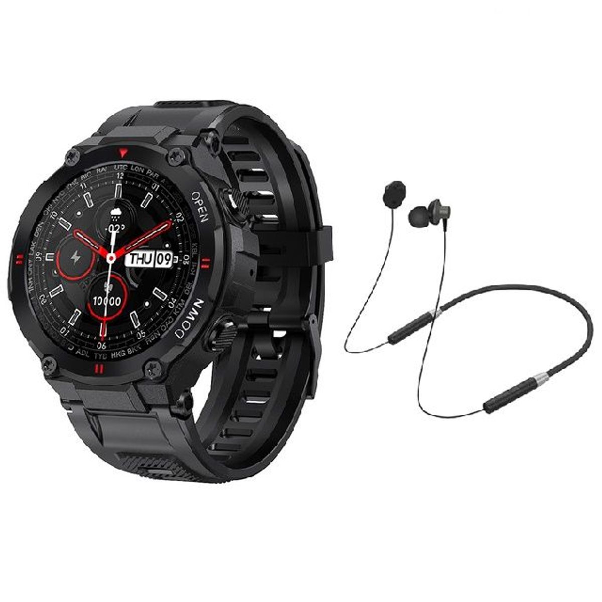 LENOVO - Audífonos Lenovo HE05 Tws y Toumi Watch T-mix Reloj inteligente-Negro