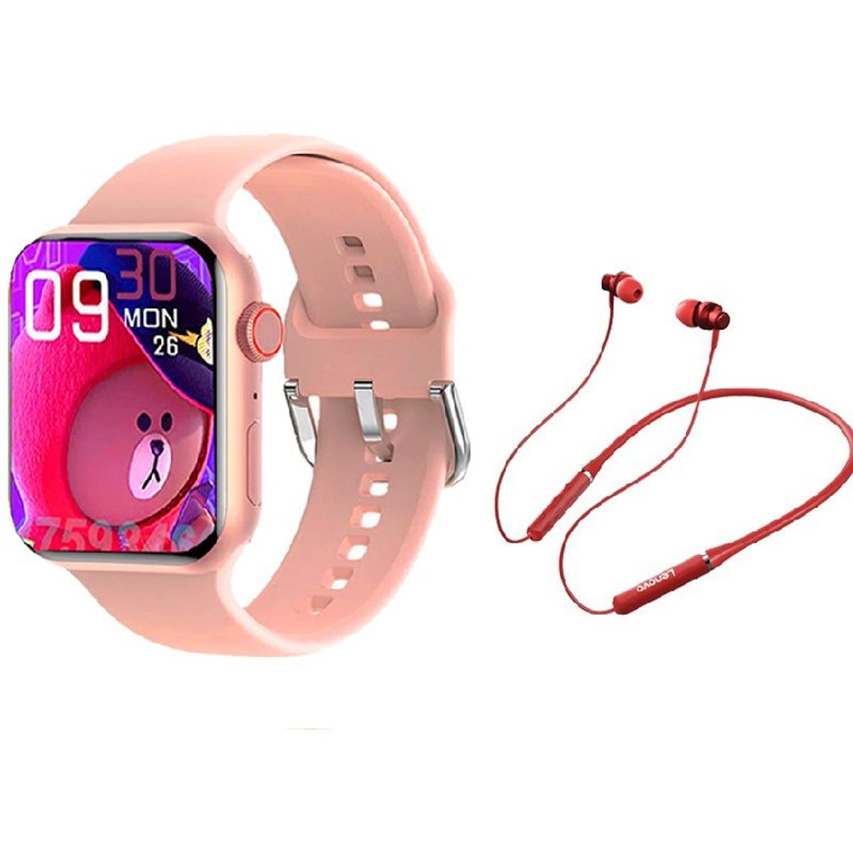 LENOVO - Audífonos Lenovo HE05 Tws y Toumi Watch 2 Max Reloj inteligente-Rosa