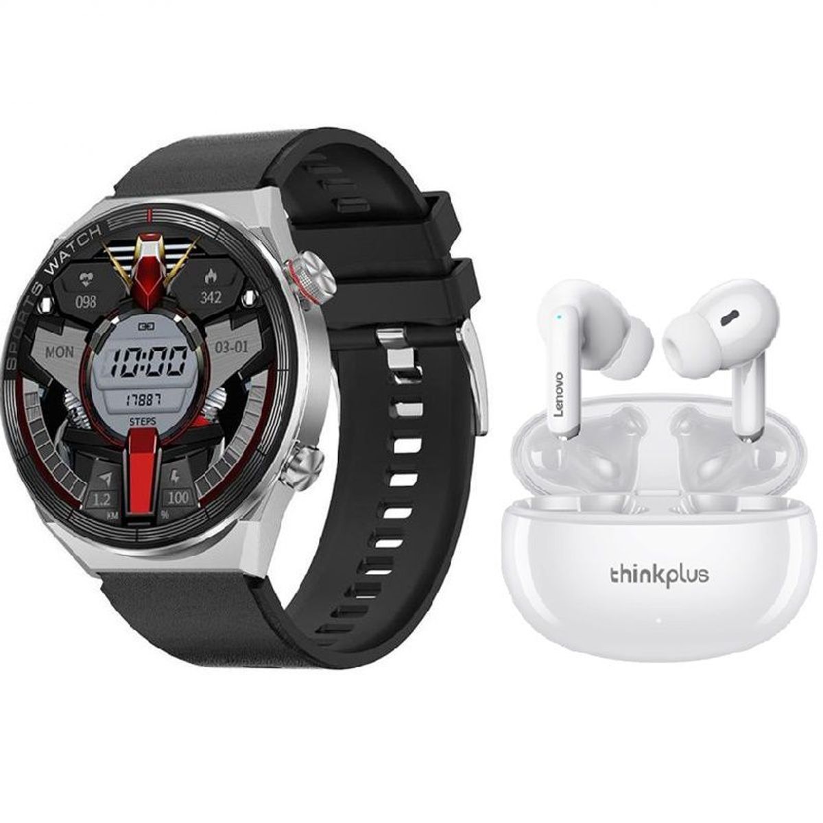 LENOVO - Audífonos Lenovo XT88 De Tws-Blanco y Toumi Watch DT3 Pro Max-Negro