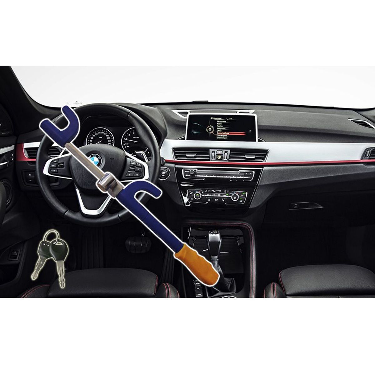 GENERICO - Seguro De Timon Auto Traba Volante Antirrobo Vehiculo