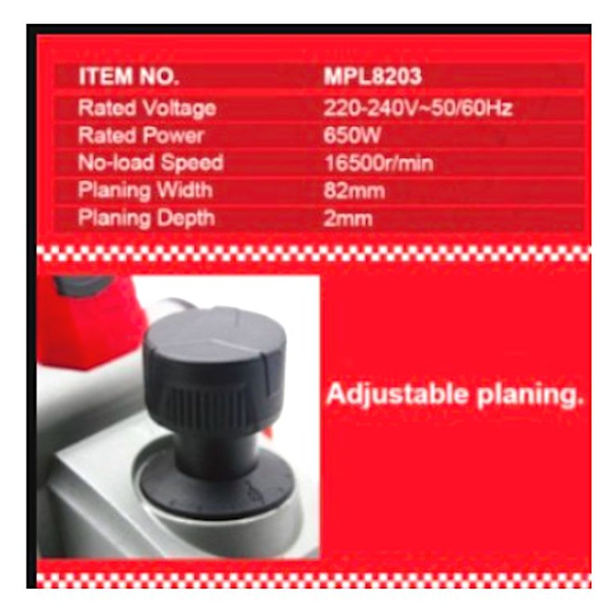 GENERICO - CEPILLO CARPINTERO ELÉCTRICO 650W 82MM PROFESIONAL MPT TOOLS