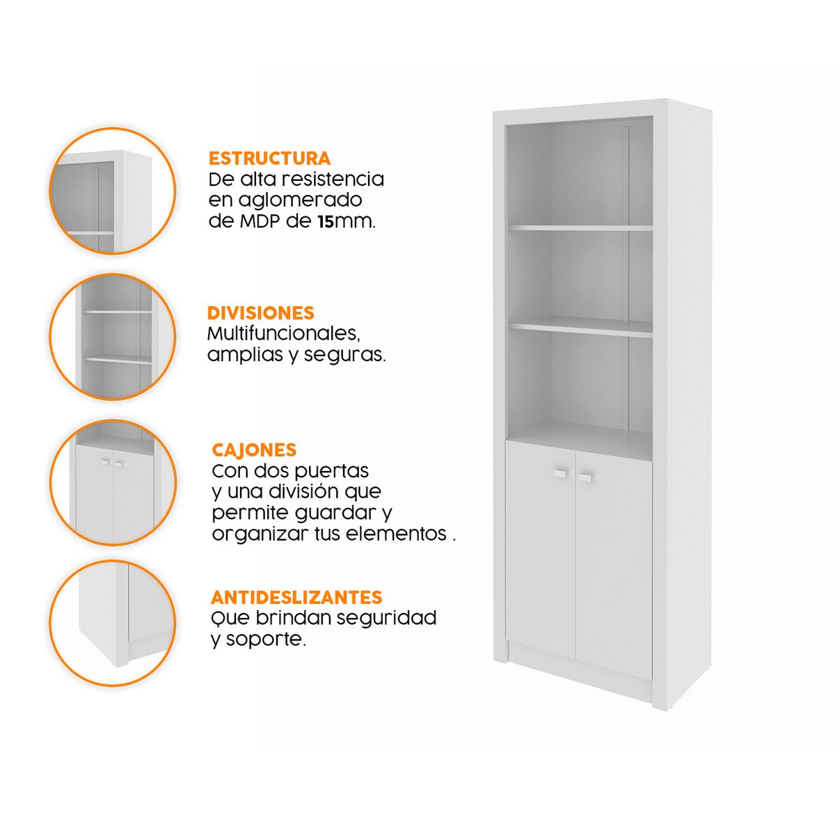 BONNO - Librero Biblioteca Harrison Blanco Bonno